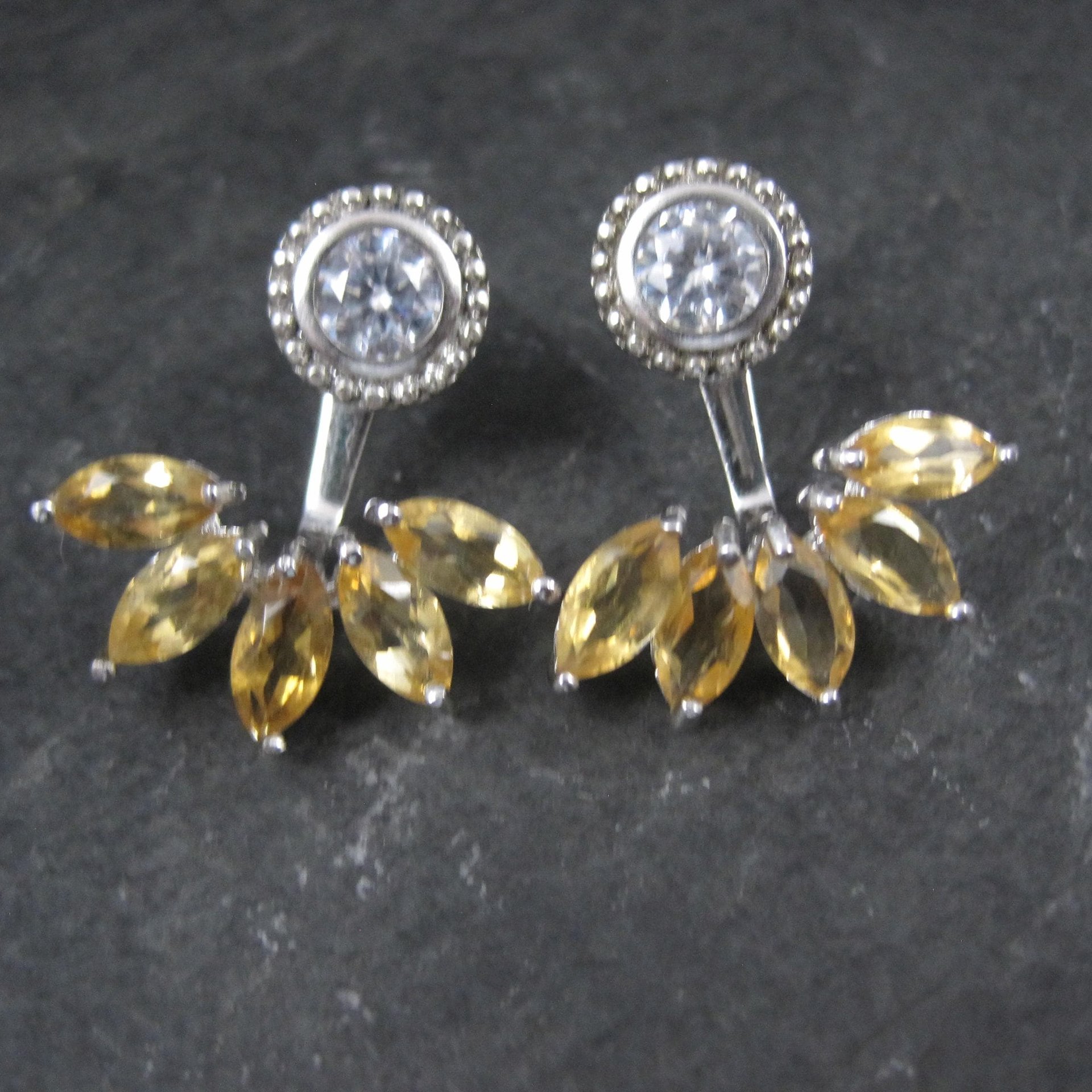 Sterling Silver Citrine Earrings Earring Jackets Estate