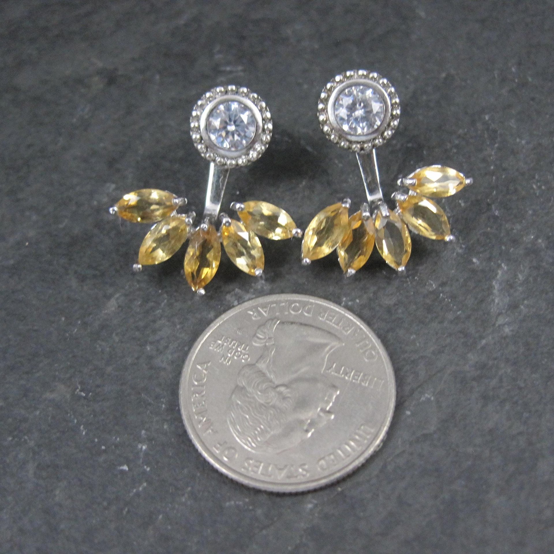 Sterling Silver Citrine Earrings Earring Jackets Estate