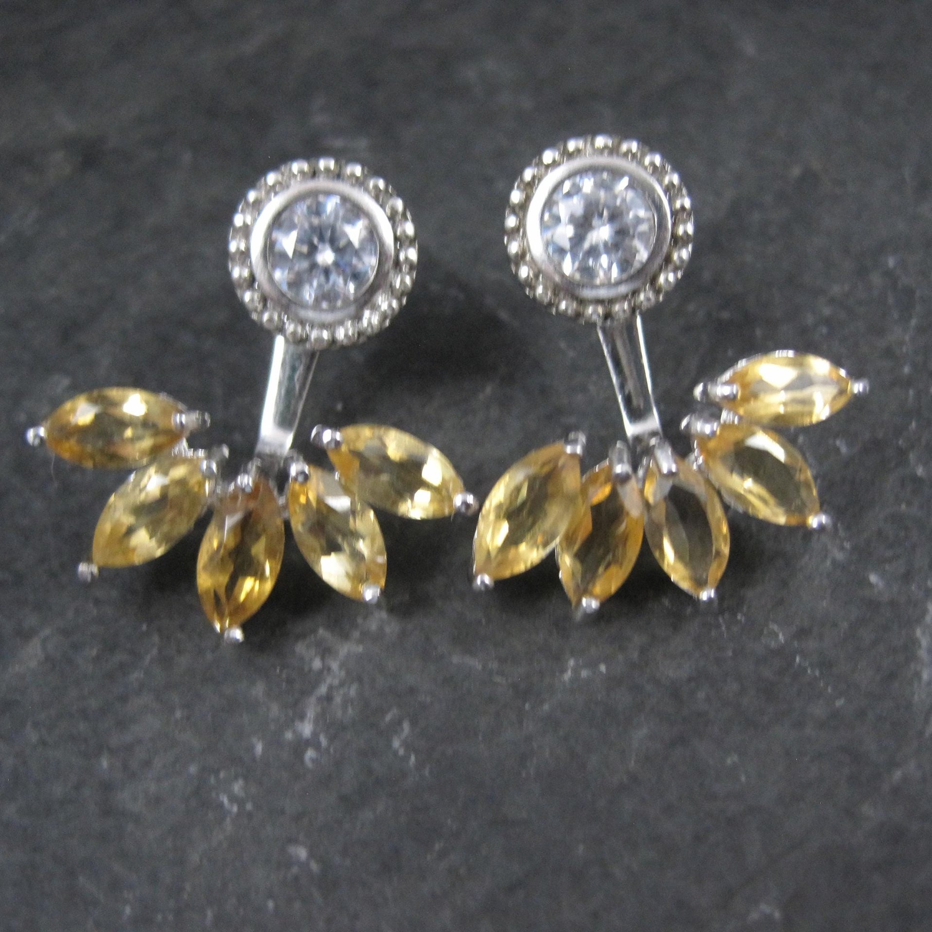Sterling Silver Citrine Earrings Earring Jackets Estate