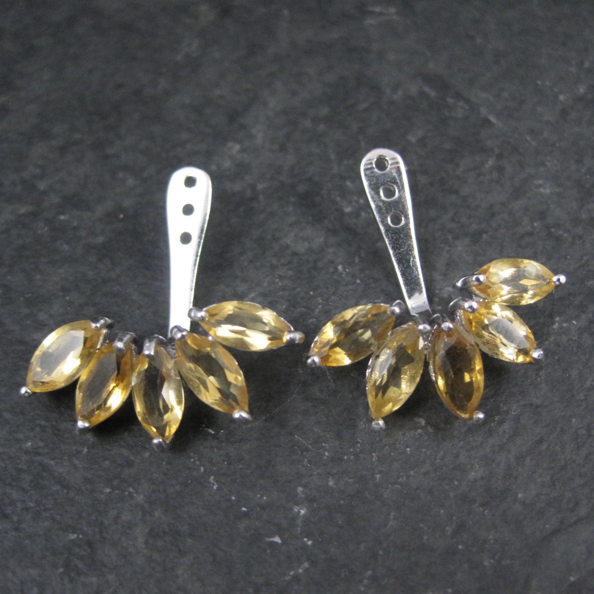 Sterling Silver Citrine Earrings Earring Jackets Estate