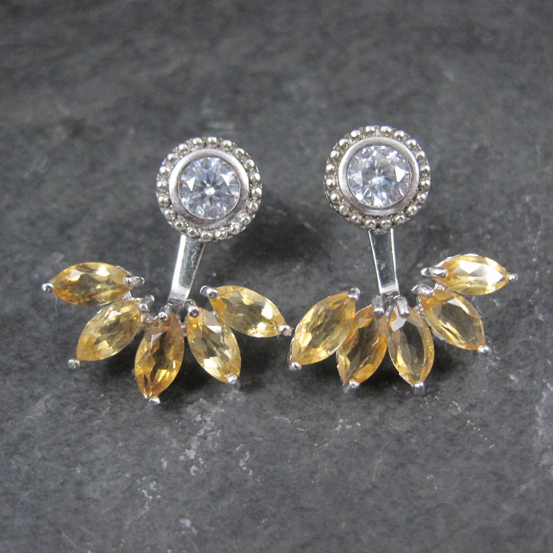 Sterling Silver Citrine Earrings Earring Jackets Estate