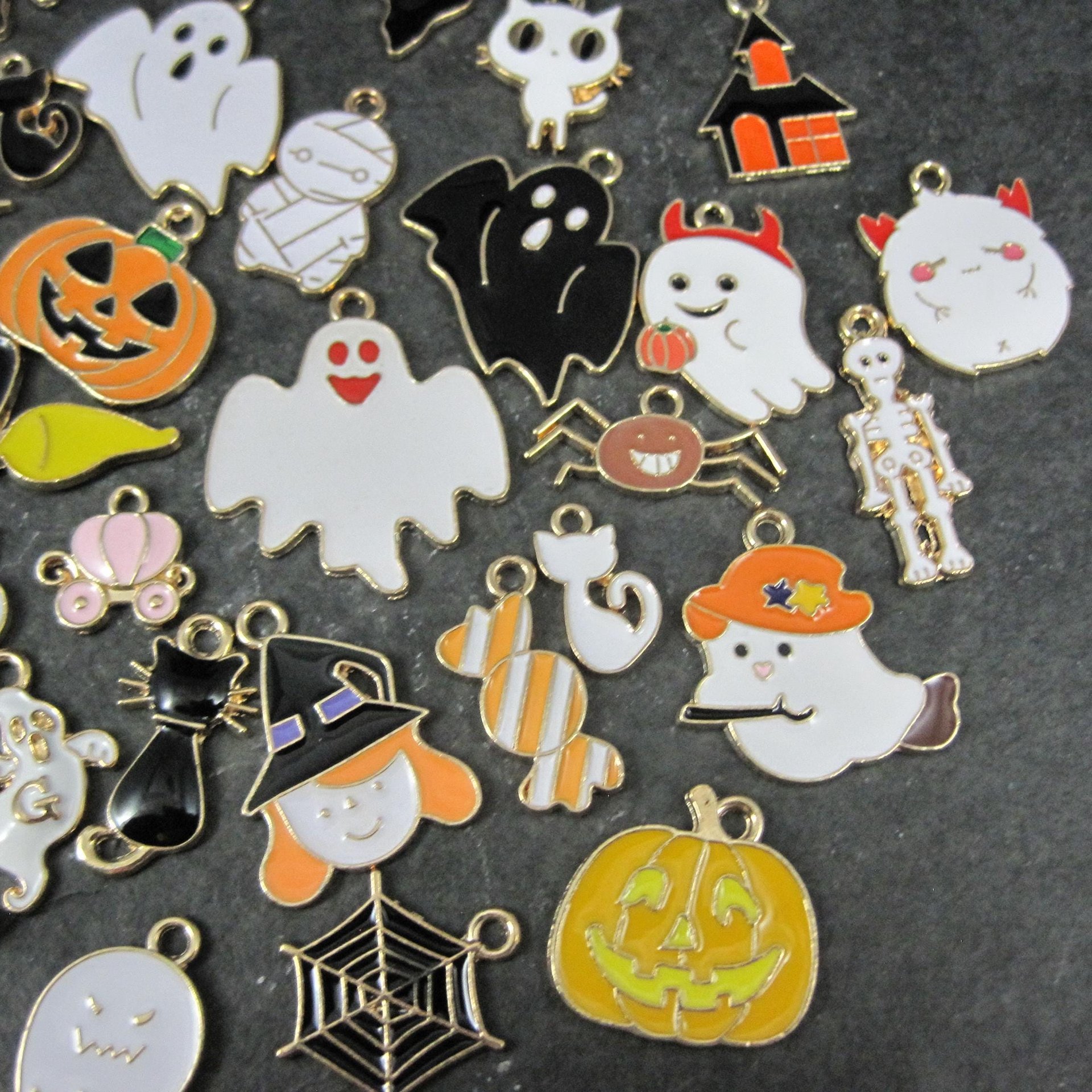 Lot of 50 Halloween Charms Enamel