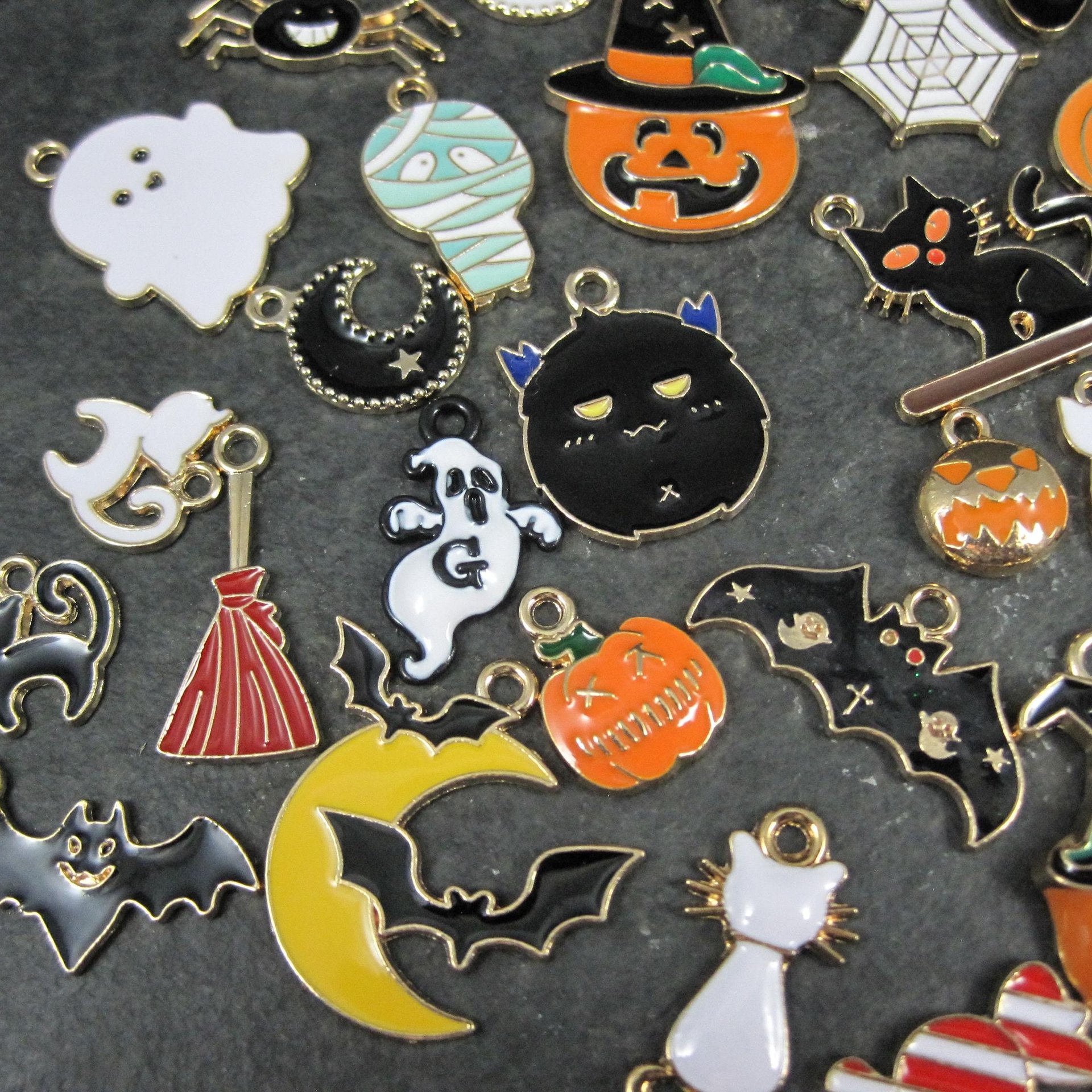 Lot of 50 Halloween Charms Enamel