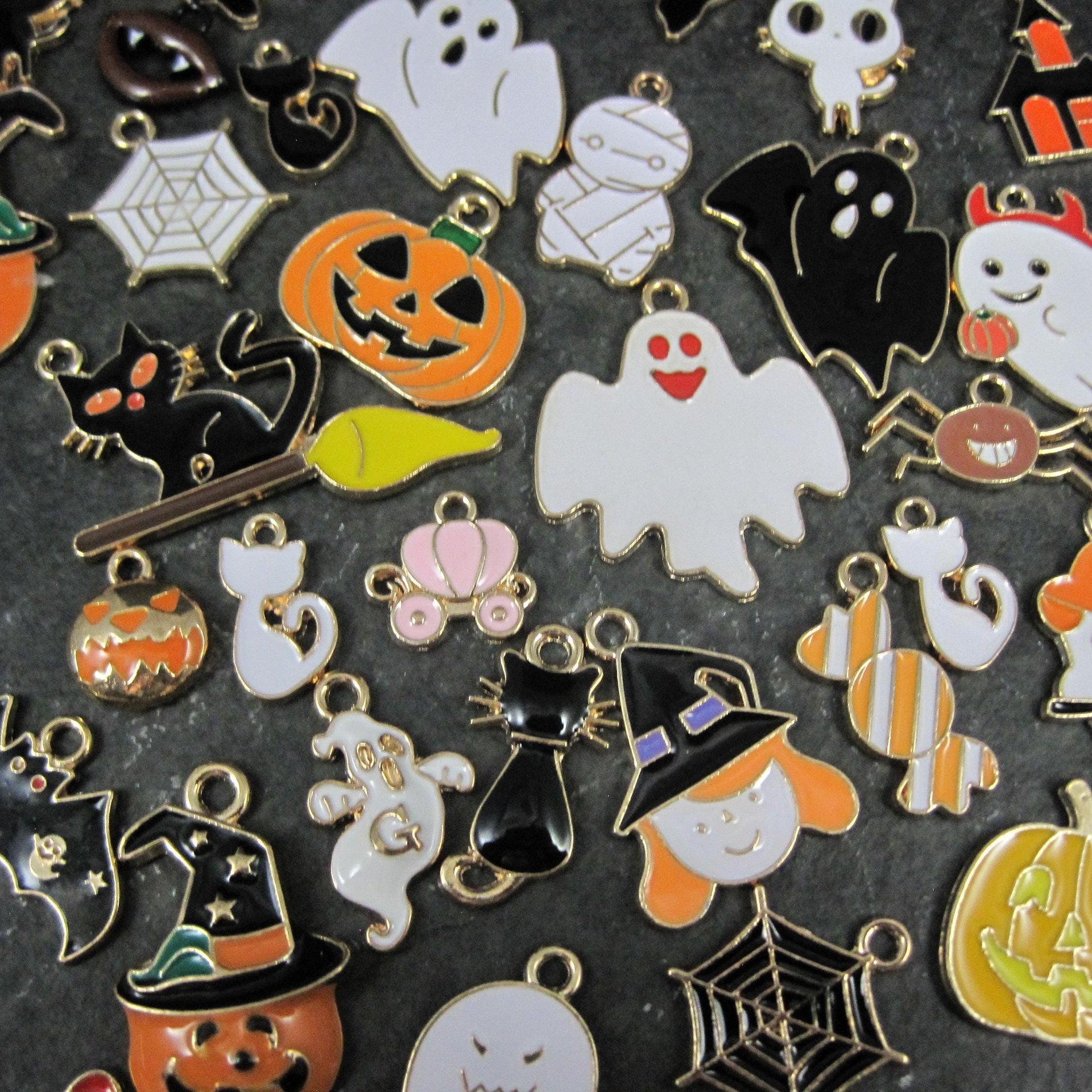 Lot of 50 Halloween Charms Enamel