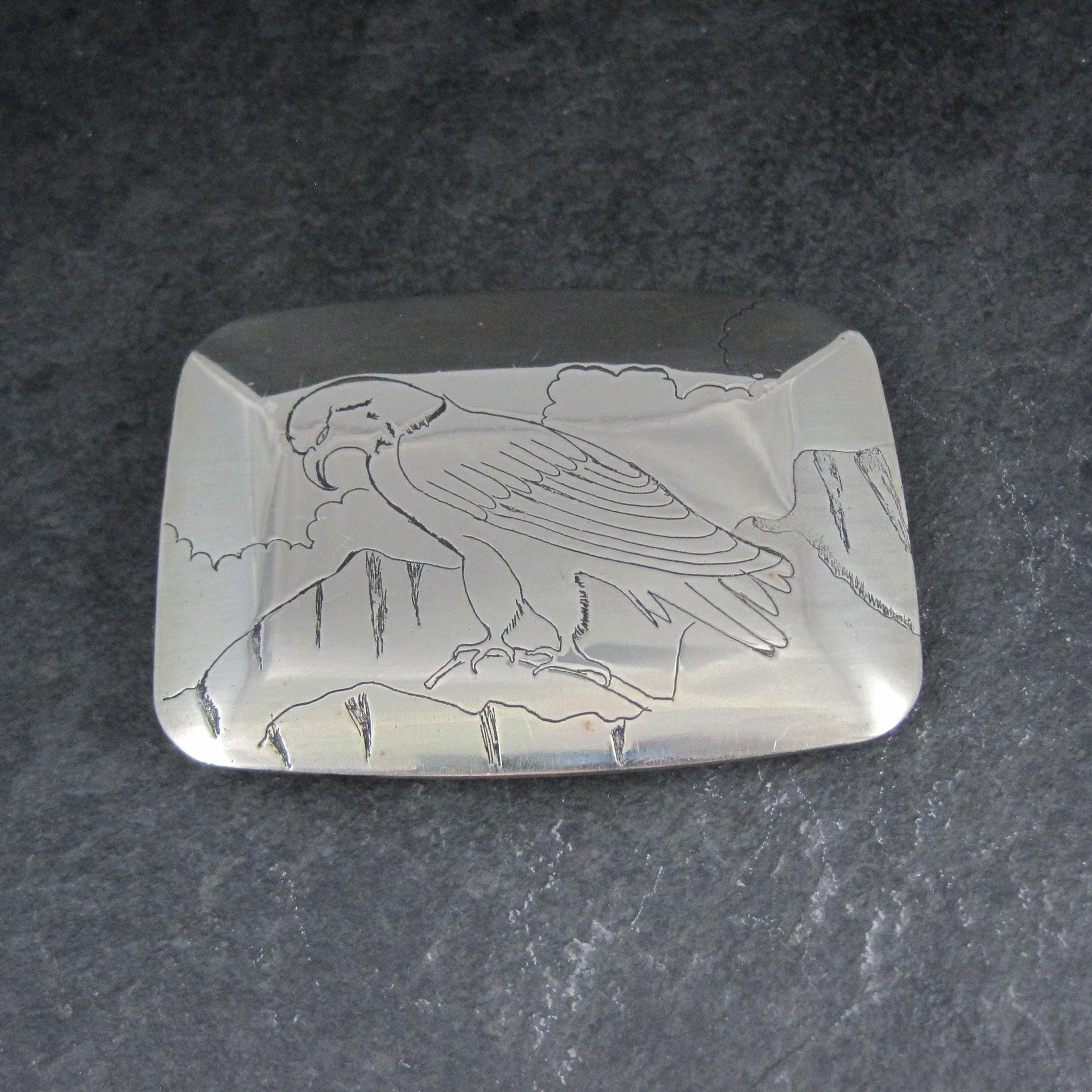 Vintage Eagle Belt Buckle 1980 Griff Southwestern Etched