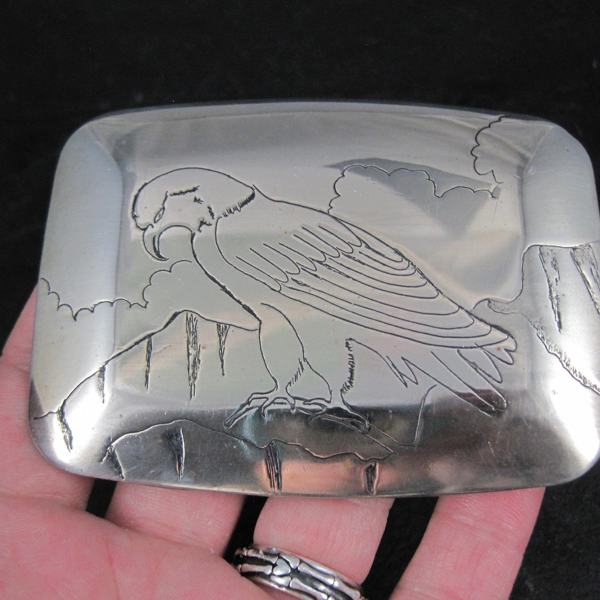 Vintage Eagle Belt Buckle 1980 Griff Southwestern Etched