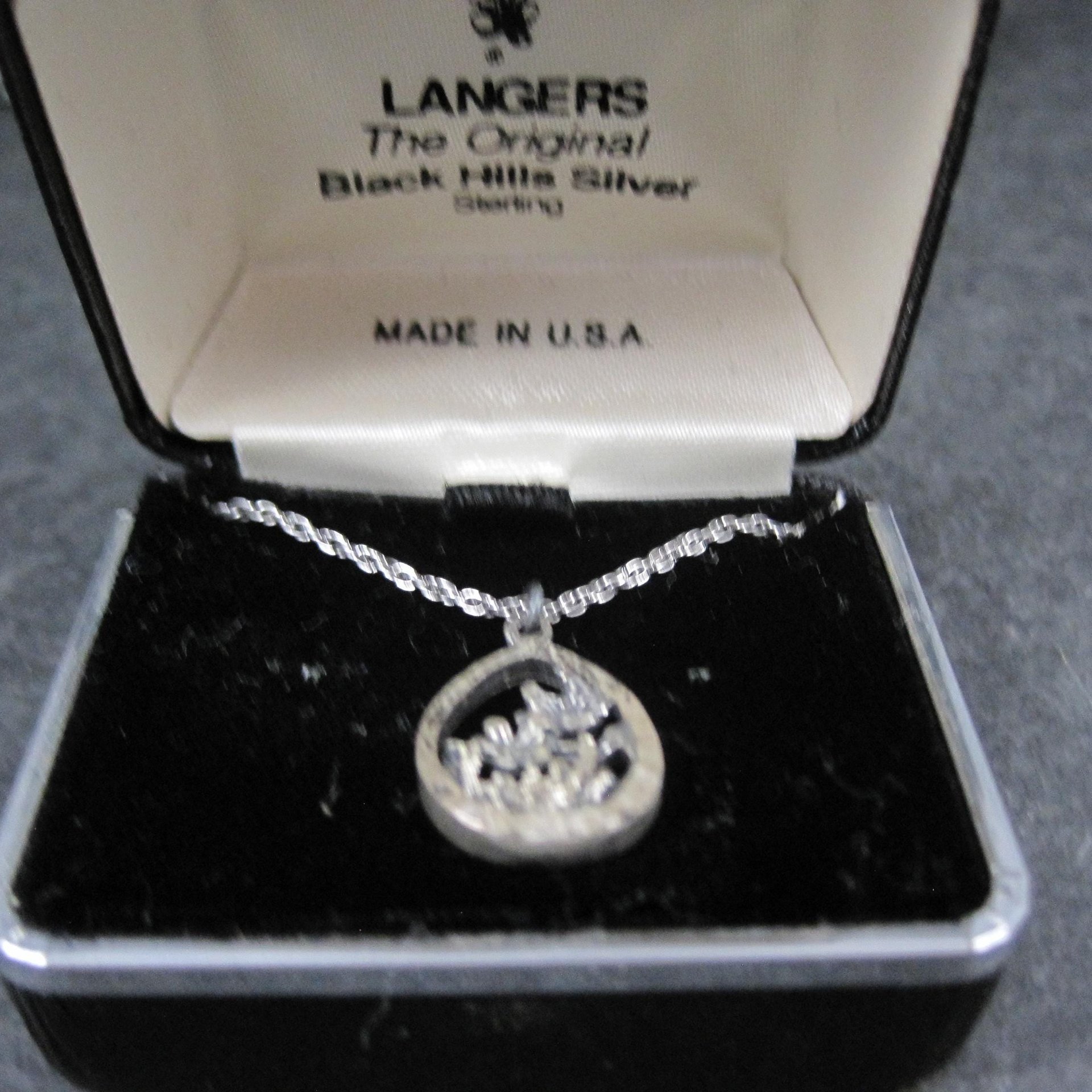 Estate Black Hills Silver Flower Pendant Necklace Langers