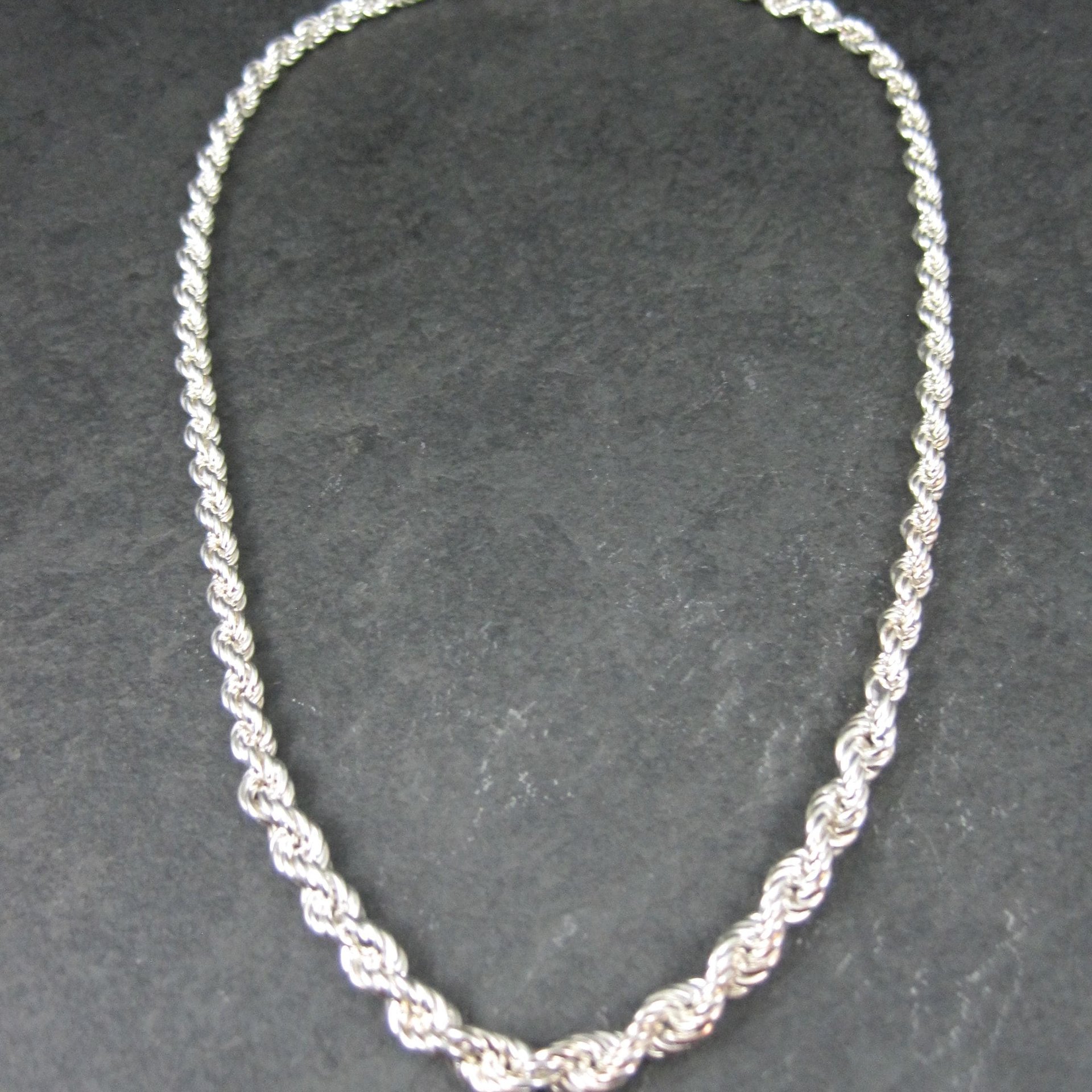 Graduated Twisted Rope Chain 17.5 Inches Italian Sterling Silver