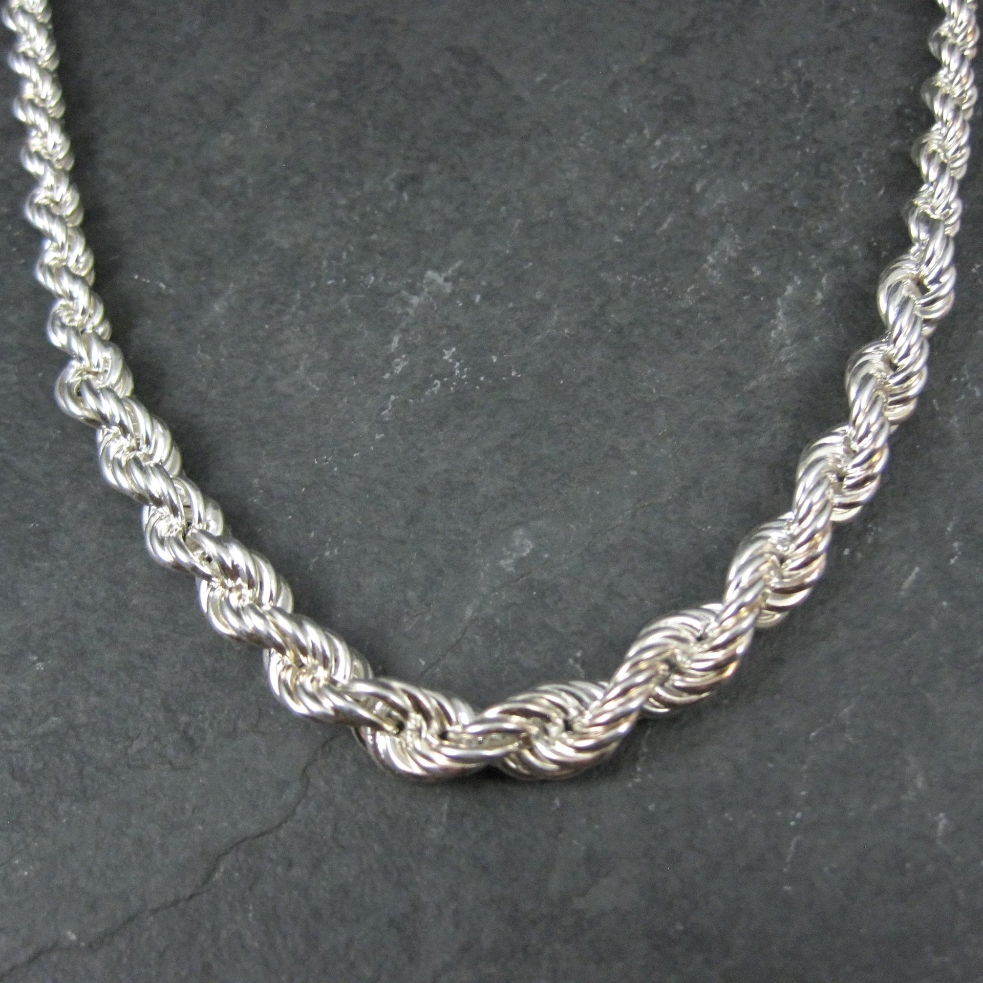 Graduated Twisted Rope Chain 17.5 Inches Italian Sterling Silver