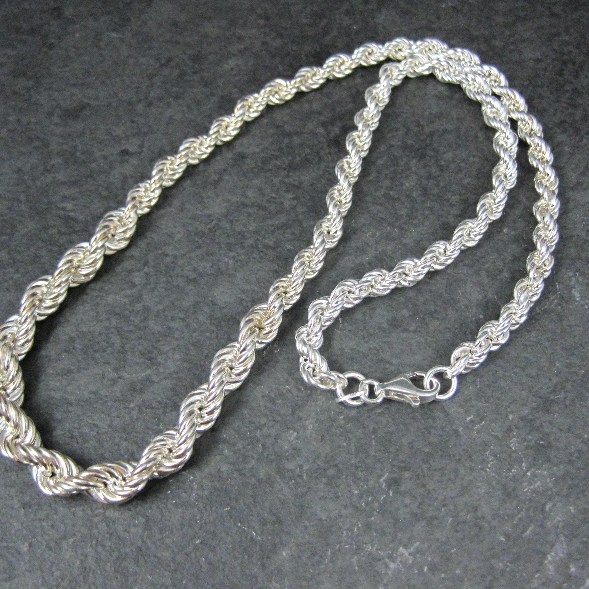 Graduated Twisted Rope Chain 17.5 Inches Italian Sterling Silver