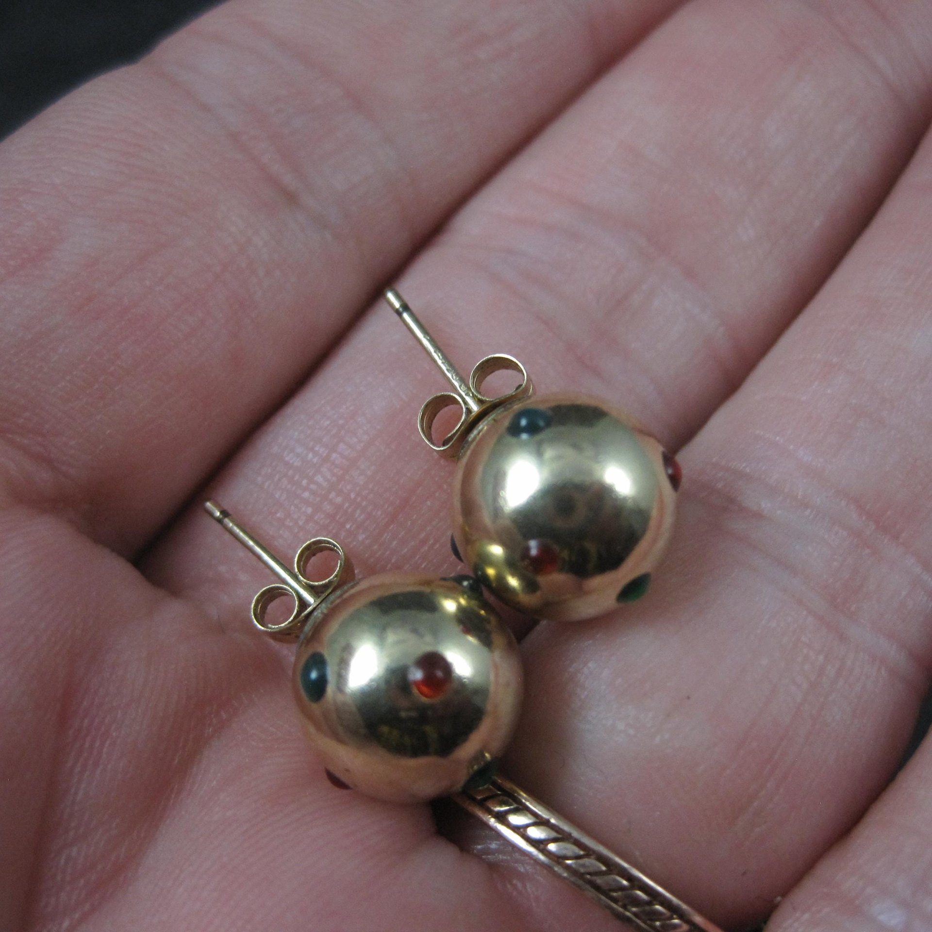 Large Yellow Gold Ball Stud Earrings 10MM 14K Gold Filled