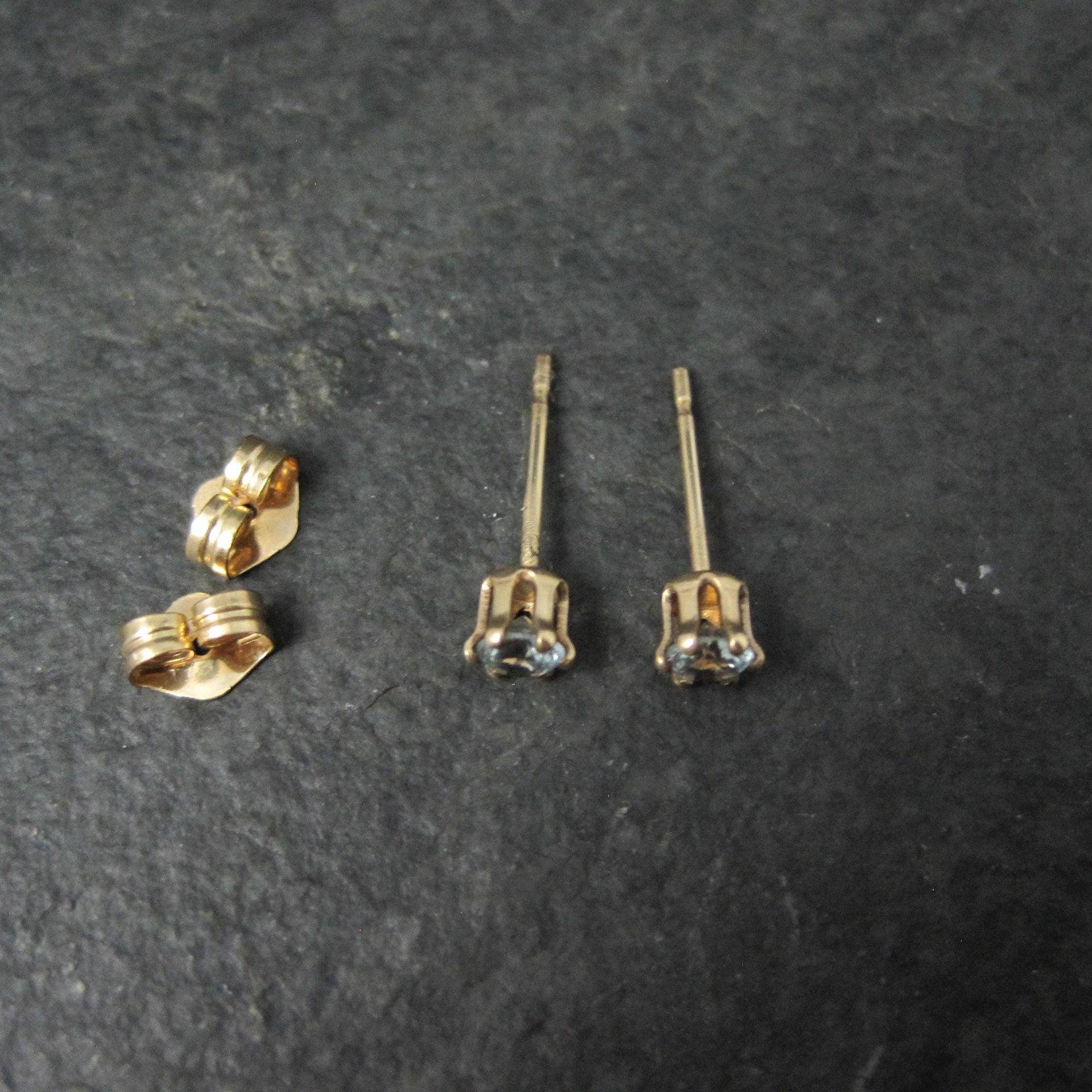 March Birthstone Stud Earrings 14K Gold Filled Vintage New Old Stock