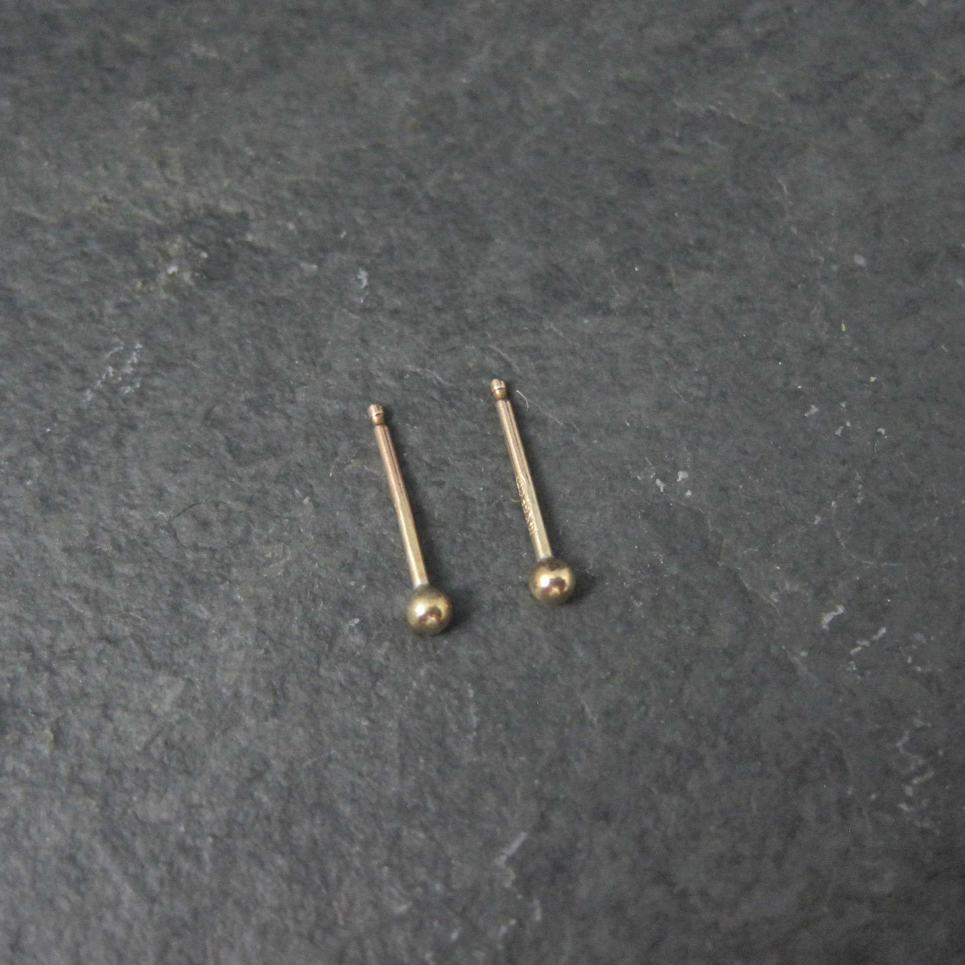 Tiny Vintage Ball Stud Earrings 14K Gold Filled New Old Stock