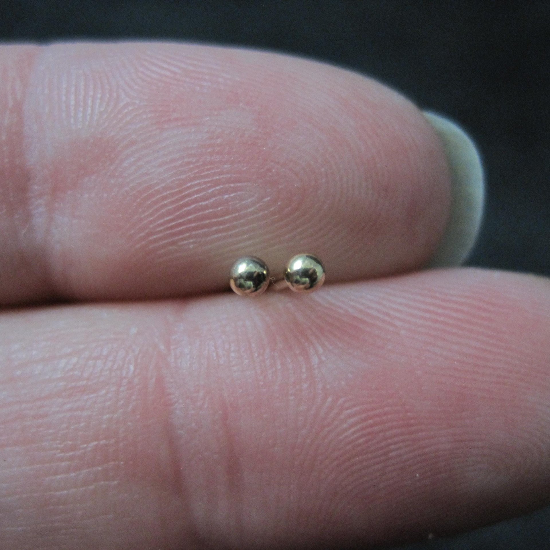 Tiny Vintage Ball Stud Earrings 14K Gold Filled New Old Stock