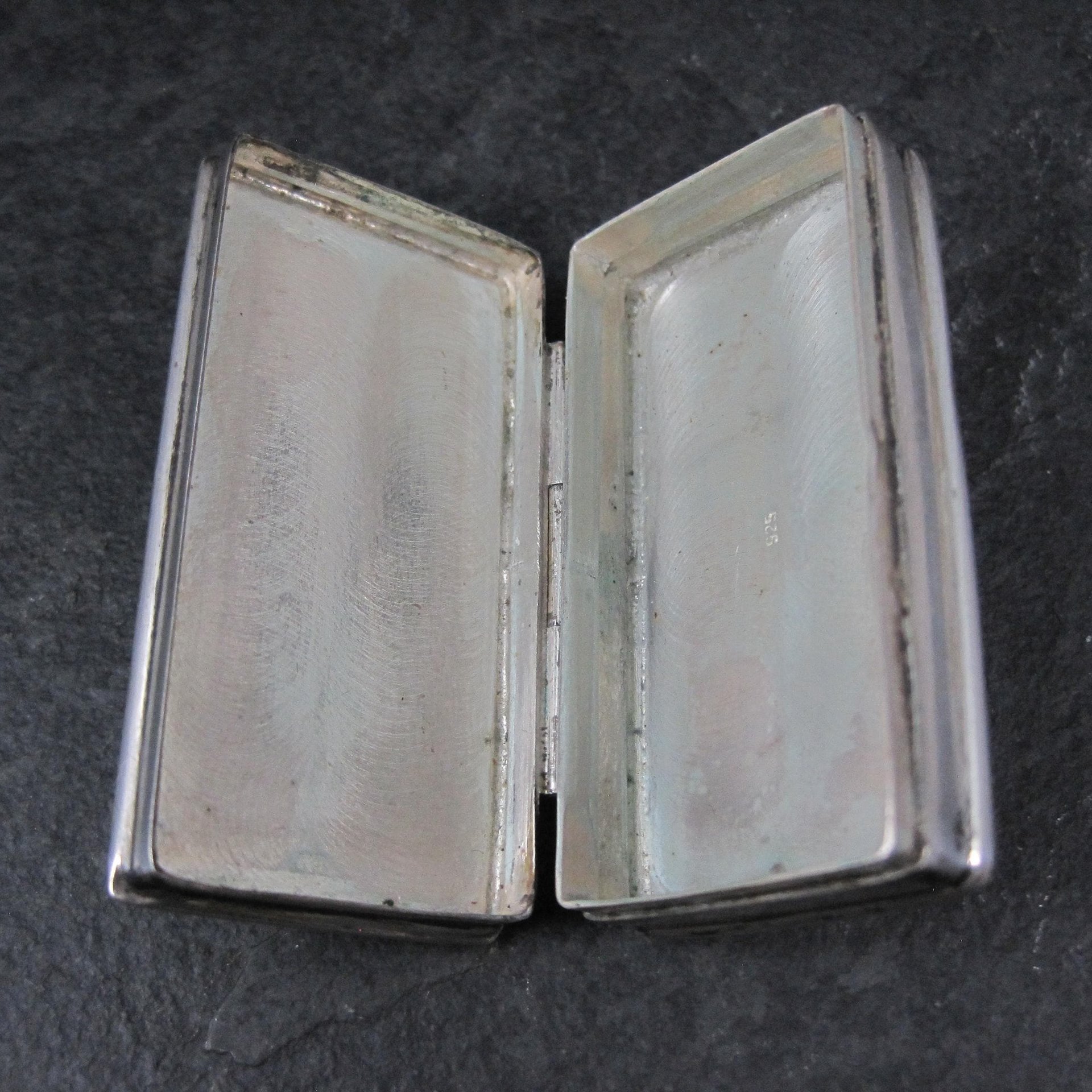 Vintage English Sterling Enamel Pill Box Art Nouveau