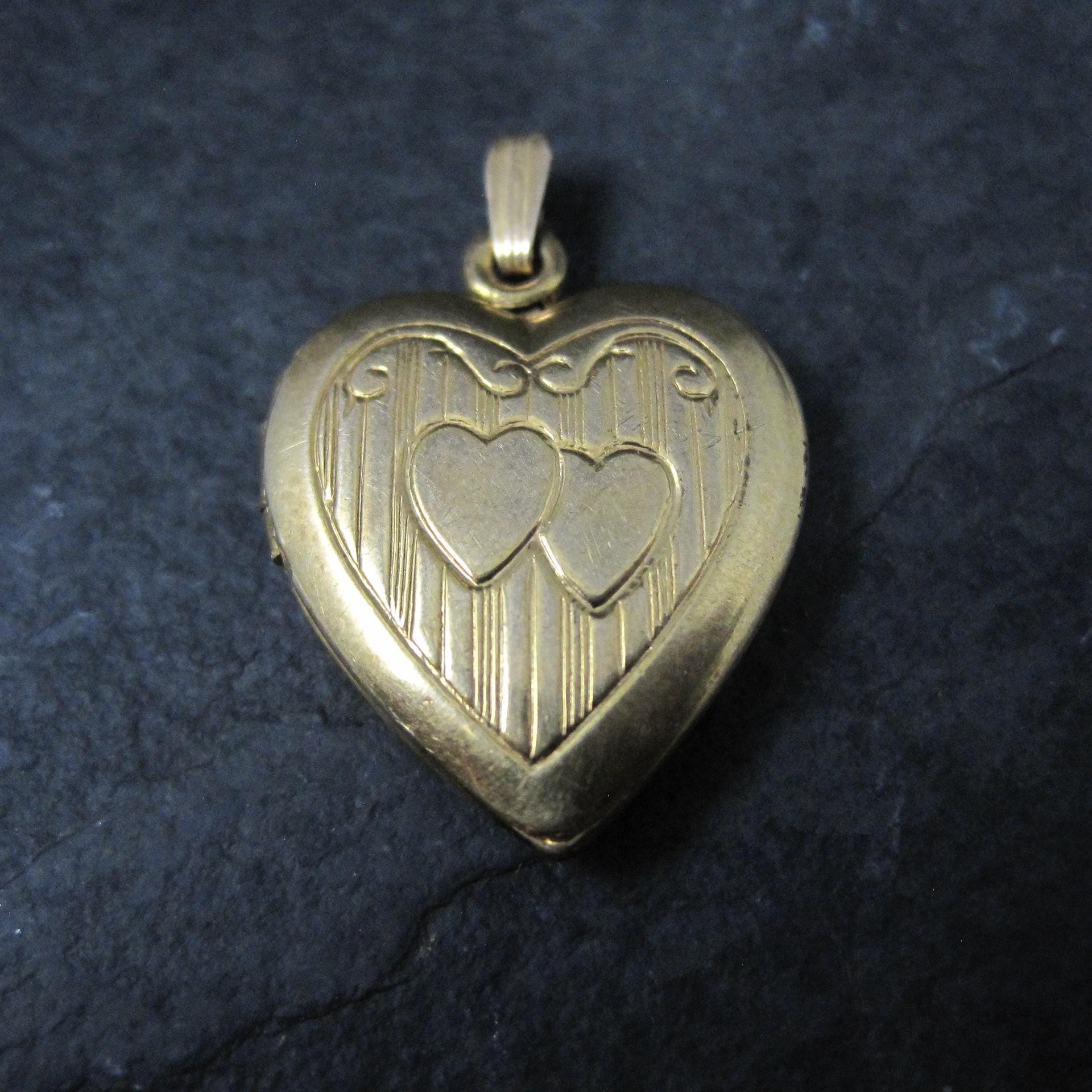 Vintage Heart Locket Pendant 12K Gold Filled