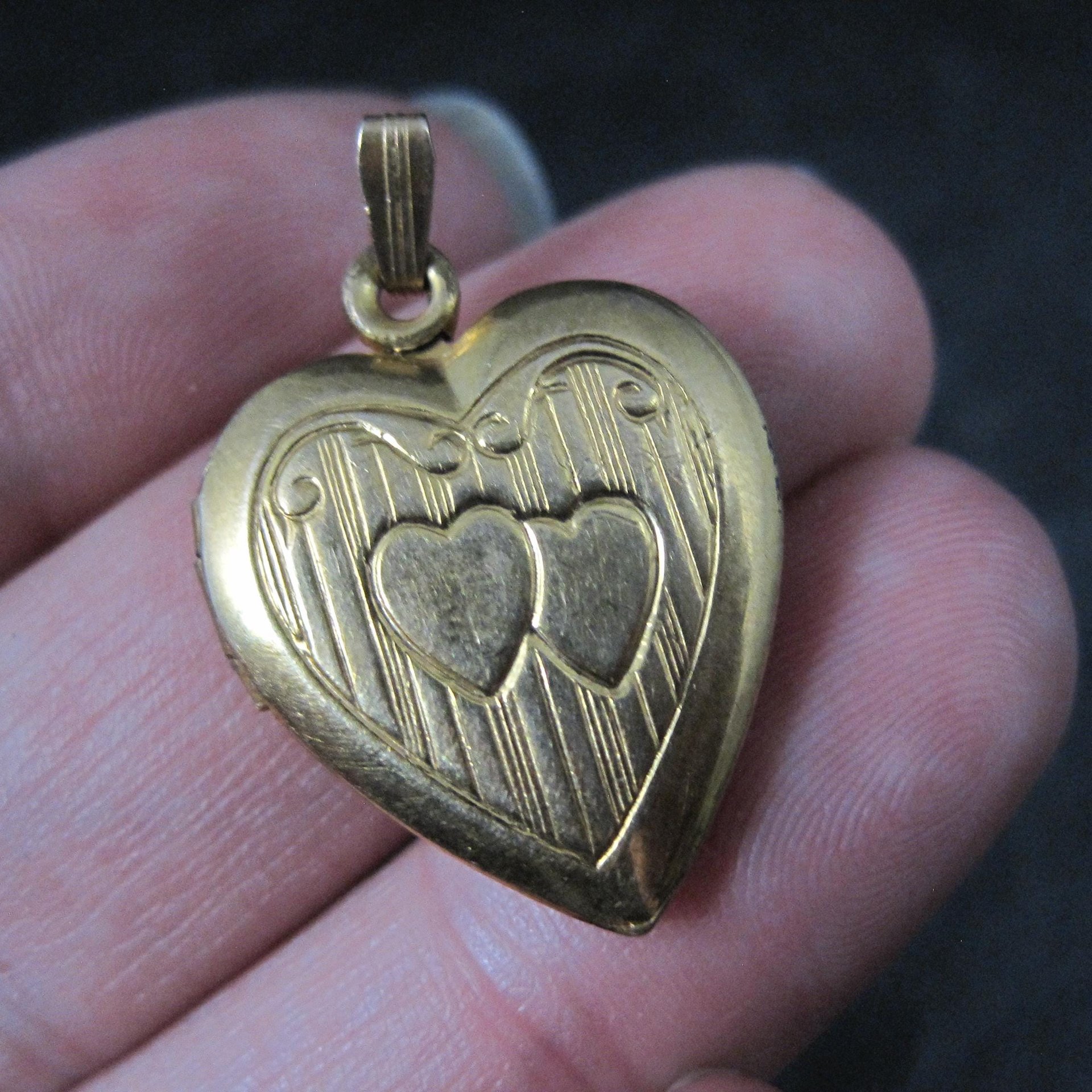 Vintage Heart Locket Pendant 12K Gold Filled