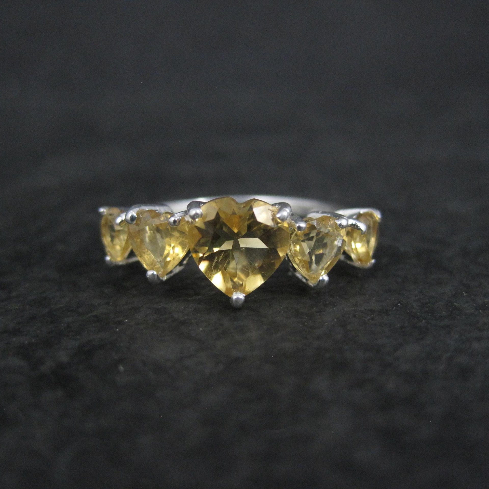 Estate Sterling Citrine Heart Ring Size 7.5 Chuck Clemency