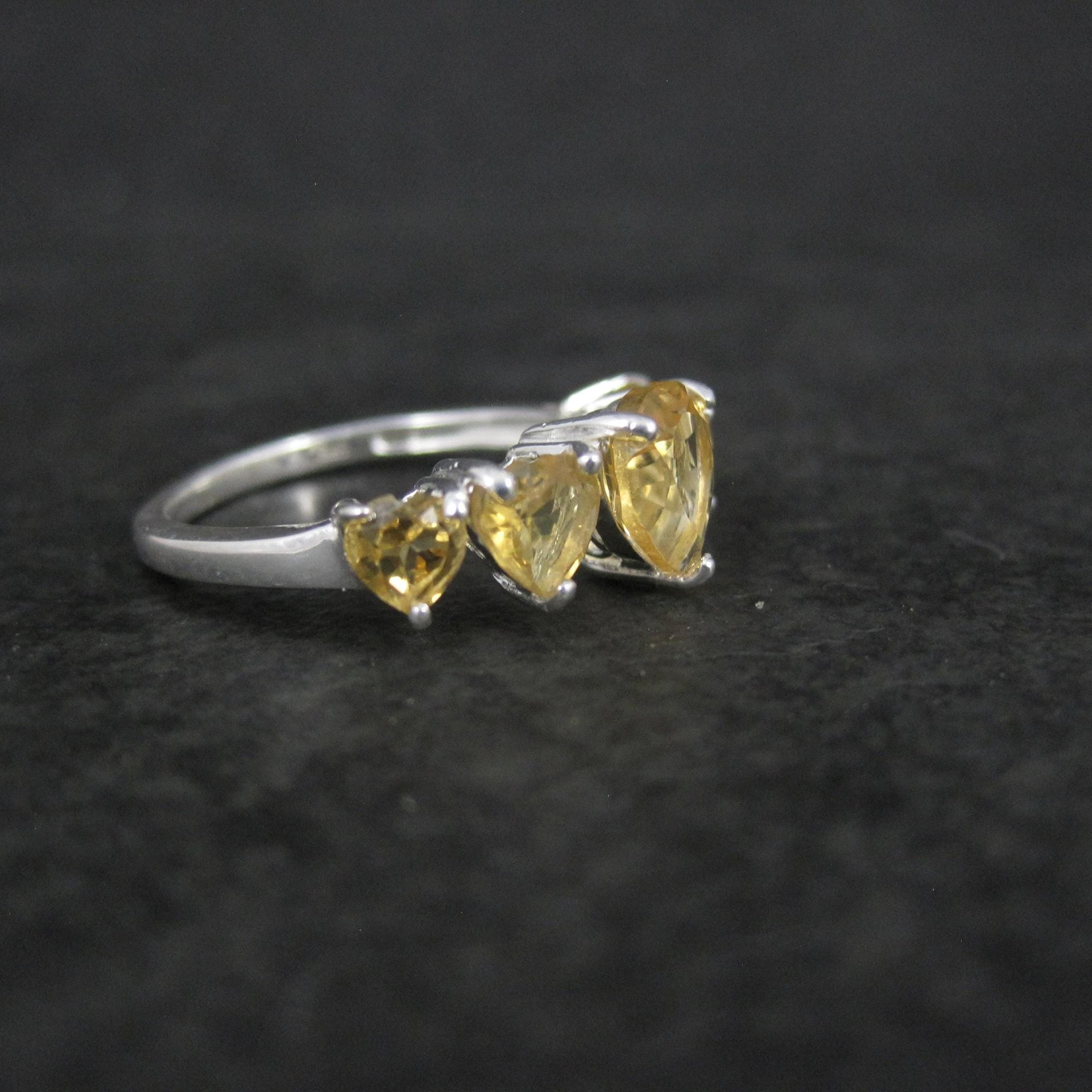 Estate Sterling Citrine Heart Ring Size 7.5 Chuck Clemency