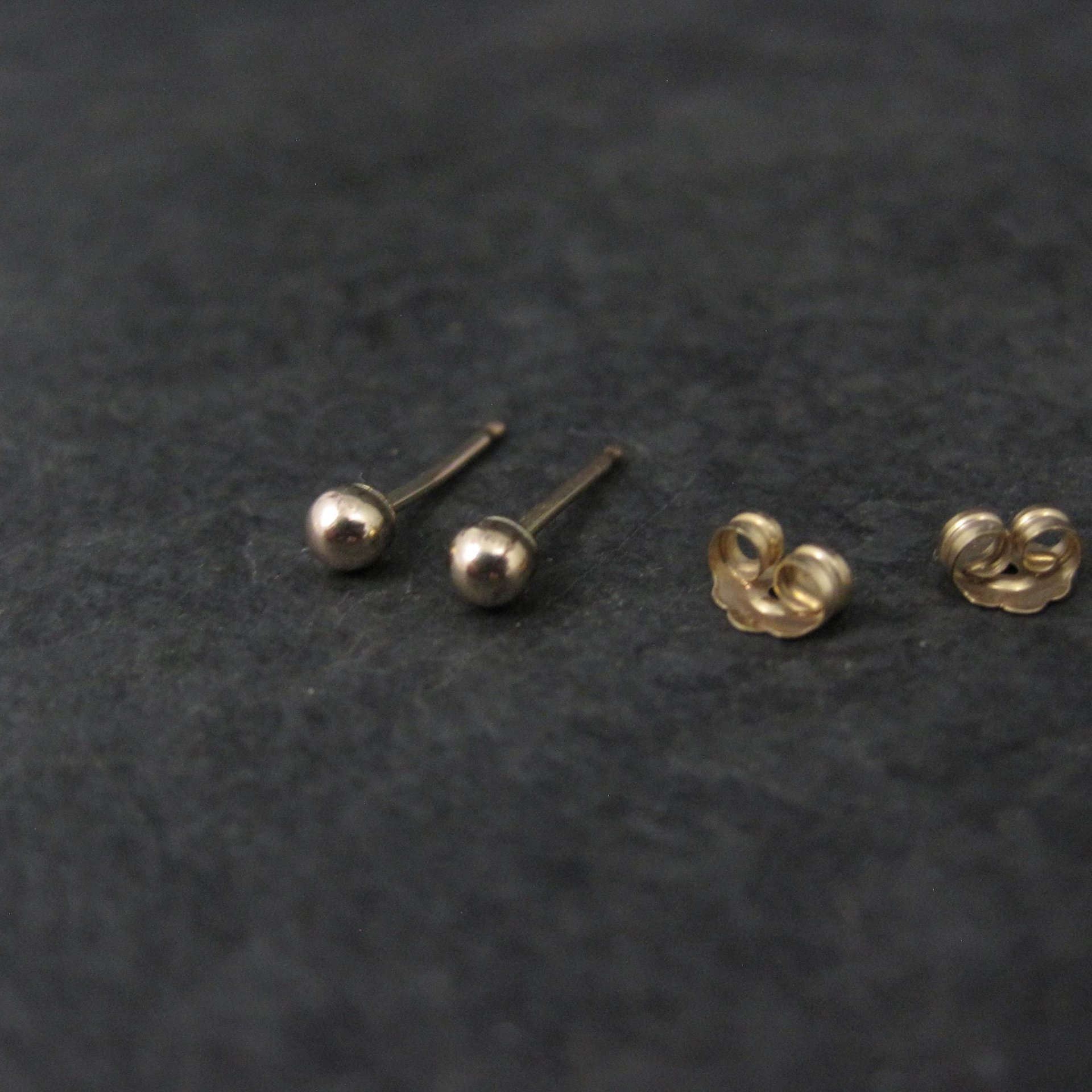 Vintage 3mm Gold Ball Stud Earrings 14K Gold Filled New Old Stock