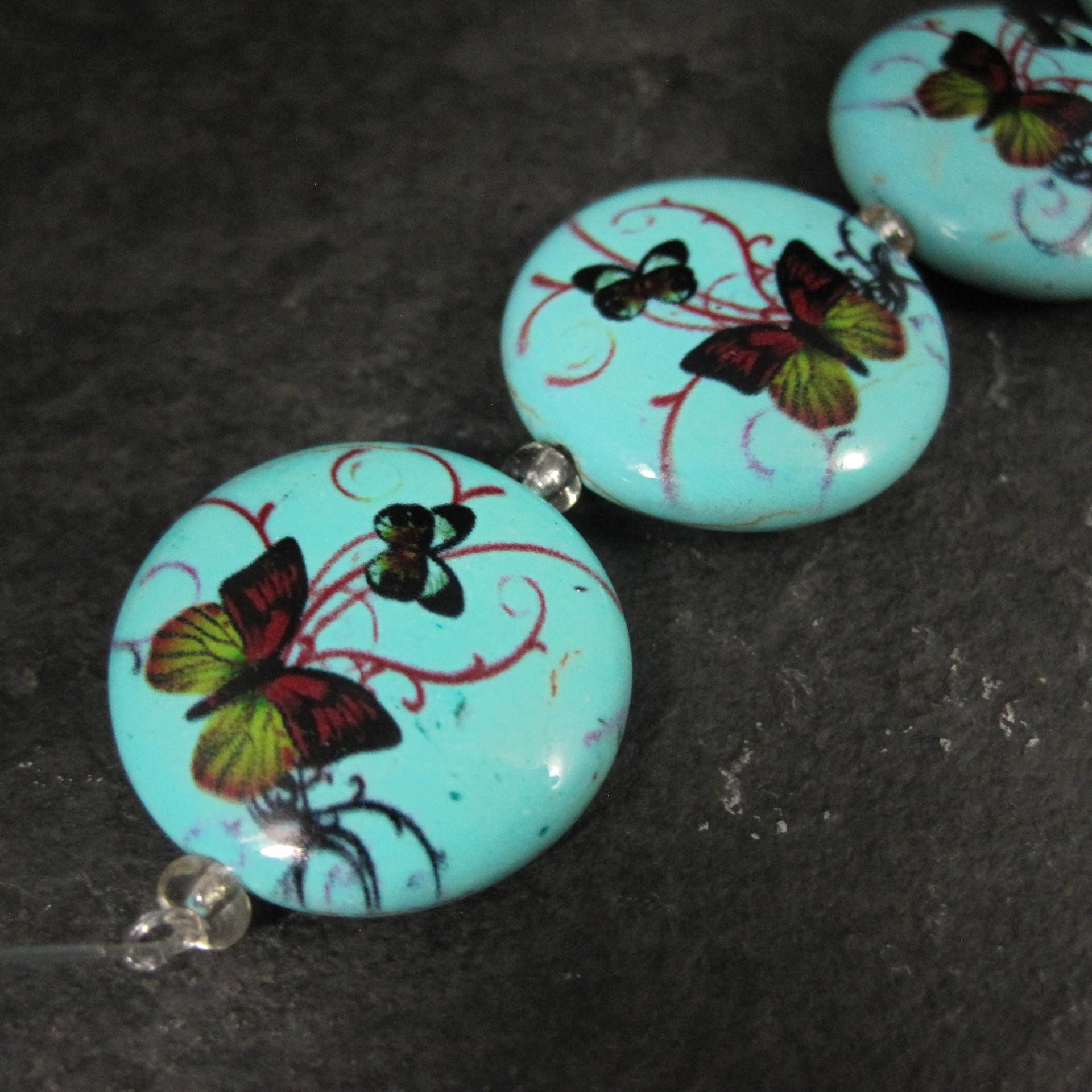 25mm Blue Butterfly Beads Ceramic Disk Saucer