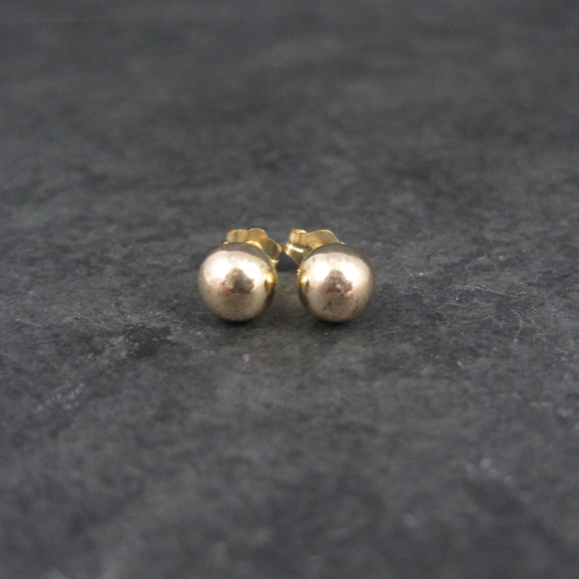 6mm Gold Ball Stud Earrings 14K Gold Filled New Old Stock