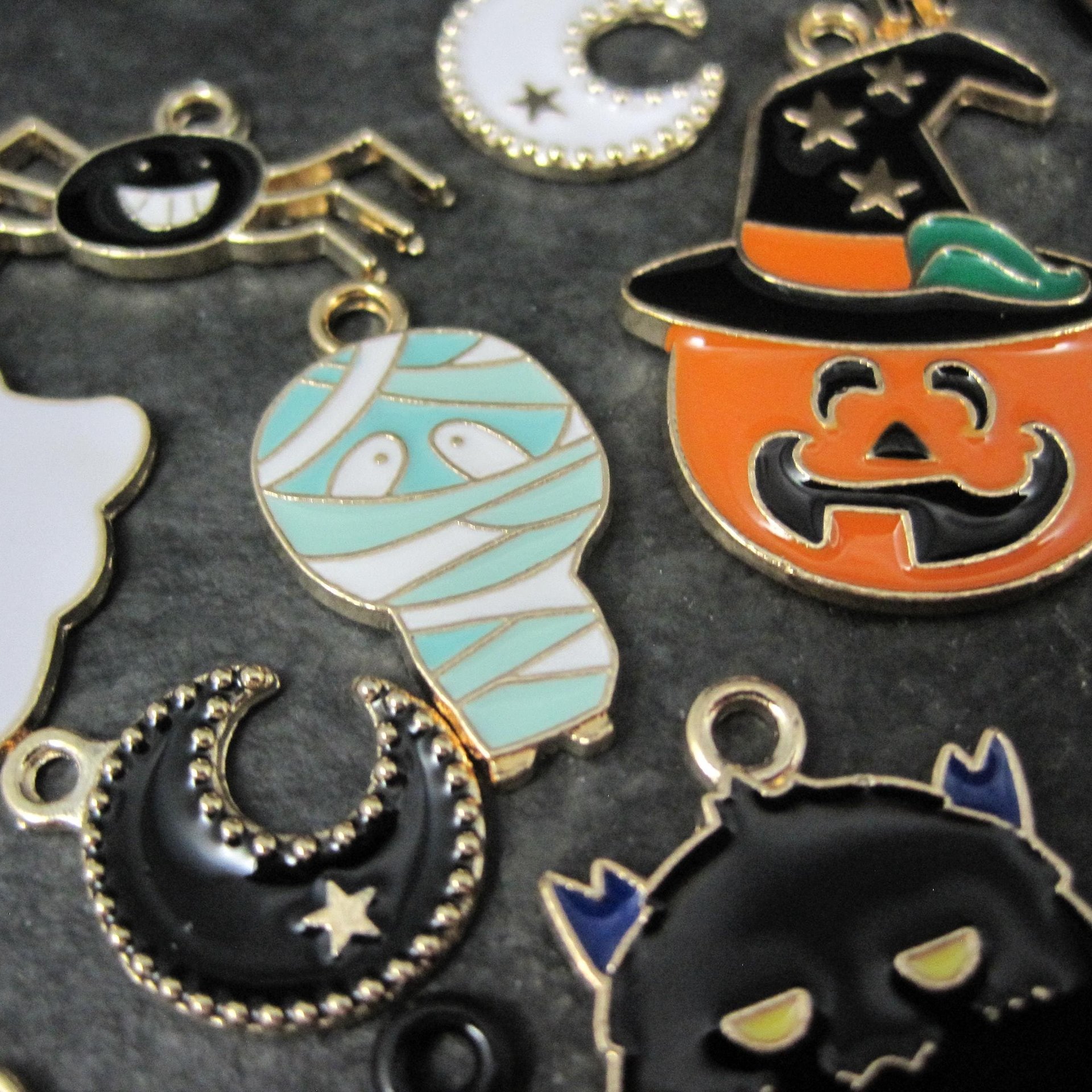 Lot of 50 Halloween Charms Enamel