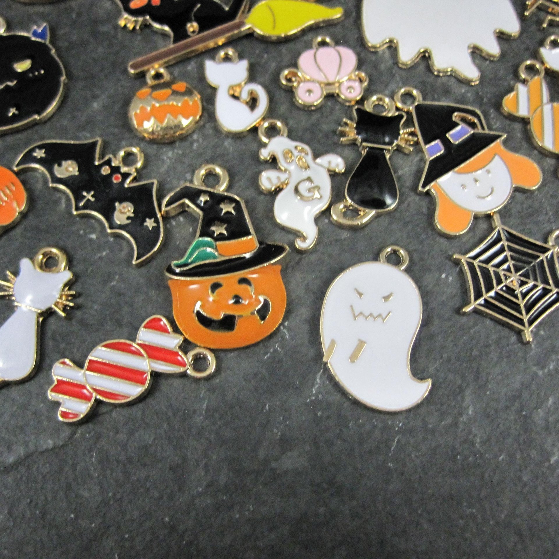Lot of 50 Halloween Charms Enamel