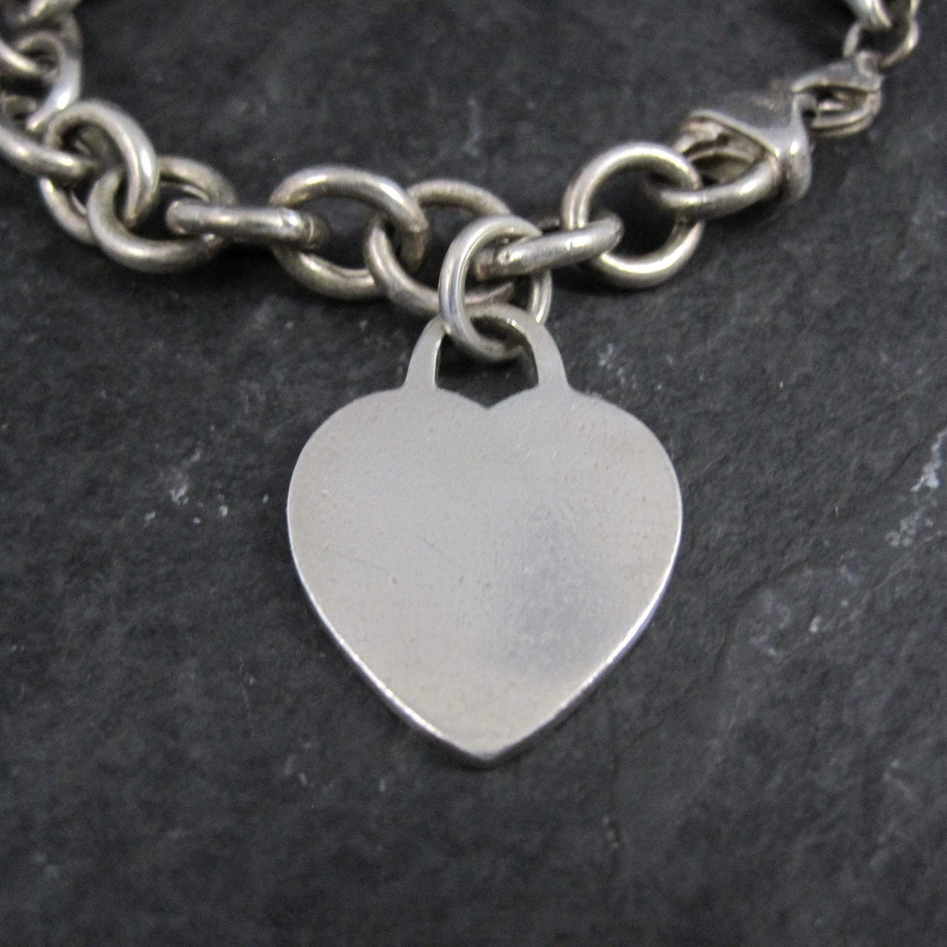 Italian Sterling Heart Charm Bracelet 7.5 Inches Vintage Silver 8mm