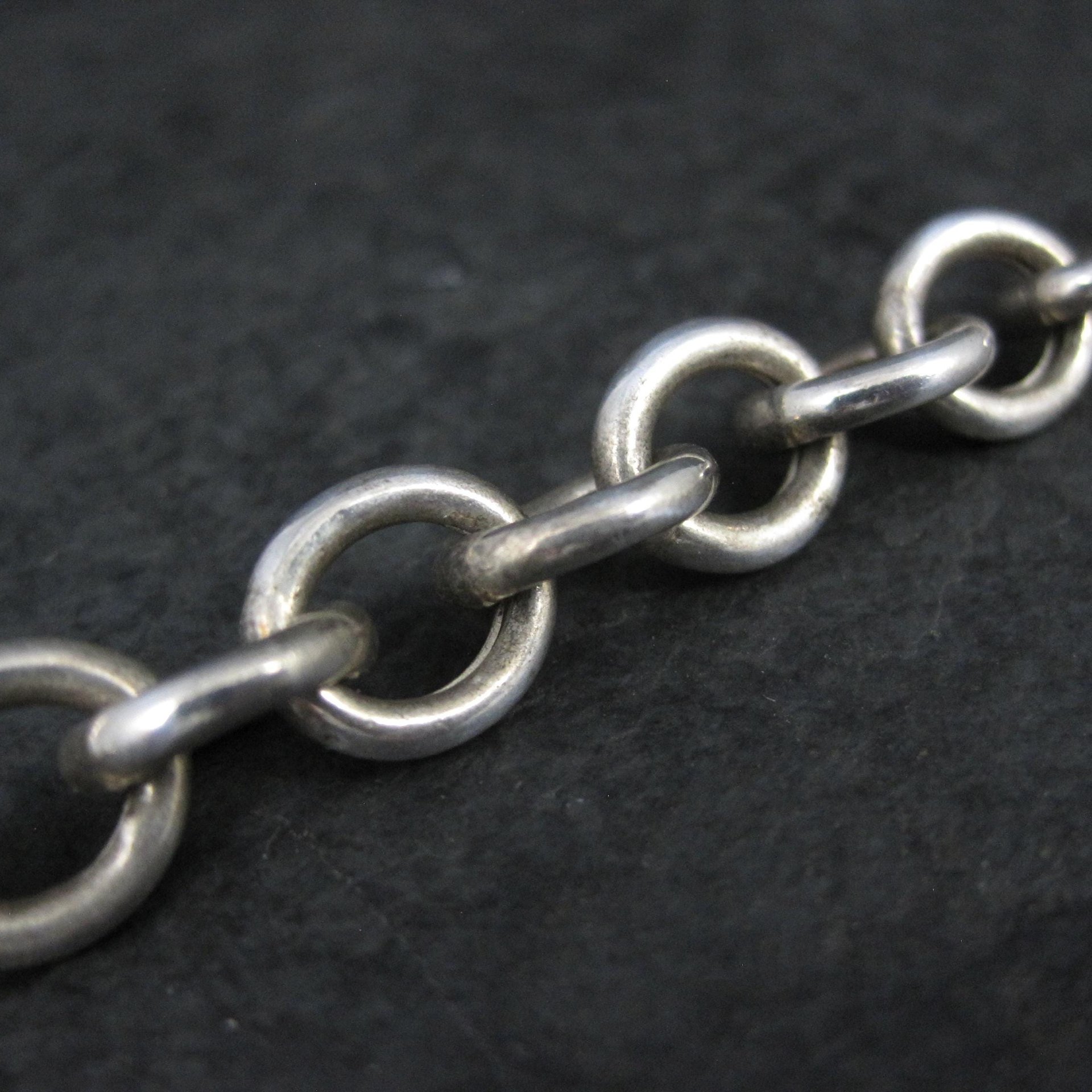 Italian Sterling Heart Charm Bracelet 7.5 Inches Vintage Silver 8mm