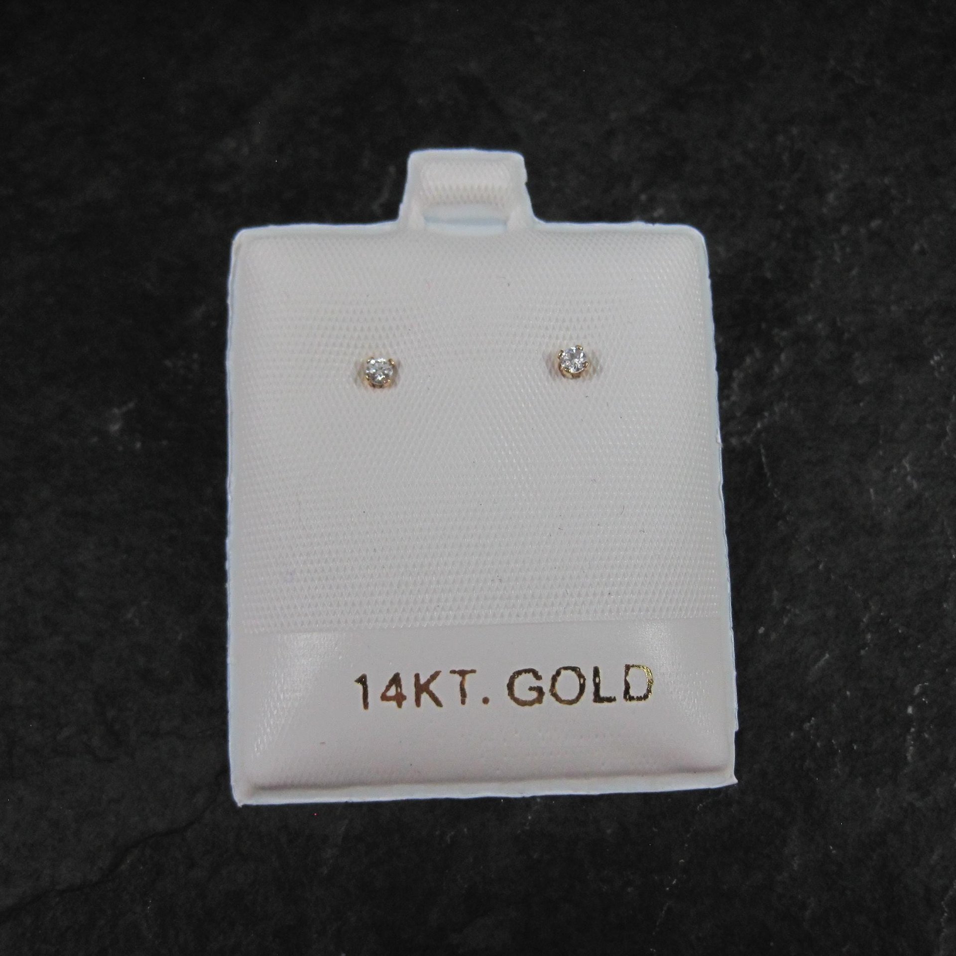 Tiny Vintage 2mm Cz Stud Earrings 14K Gold Filled New Old Stock