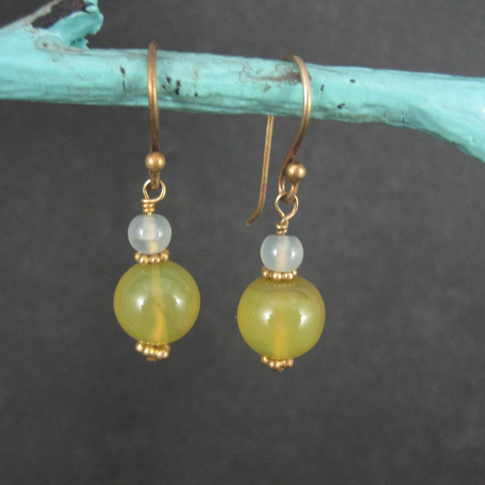 Yellow Quartz Dangle Earrings Gold Filled Earwires
