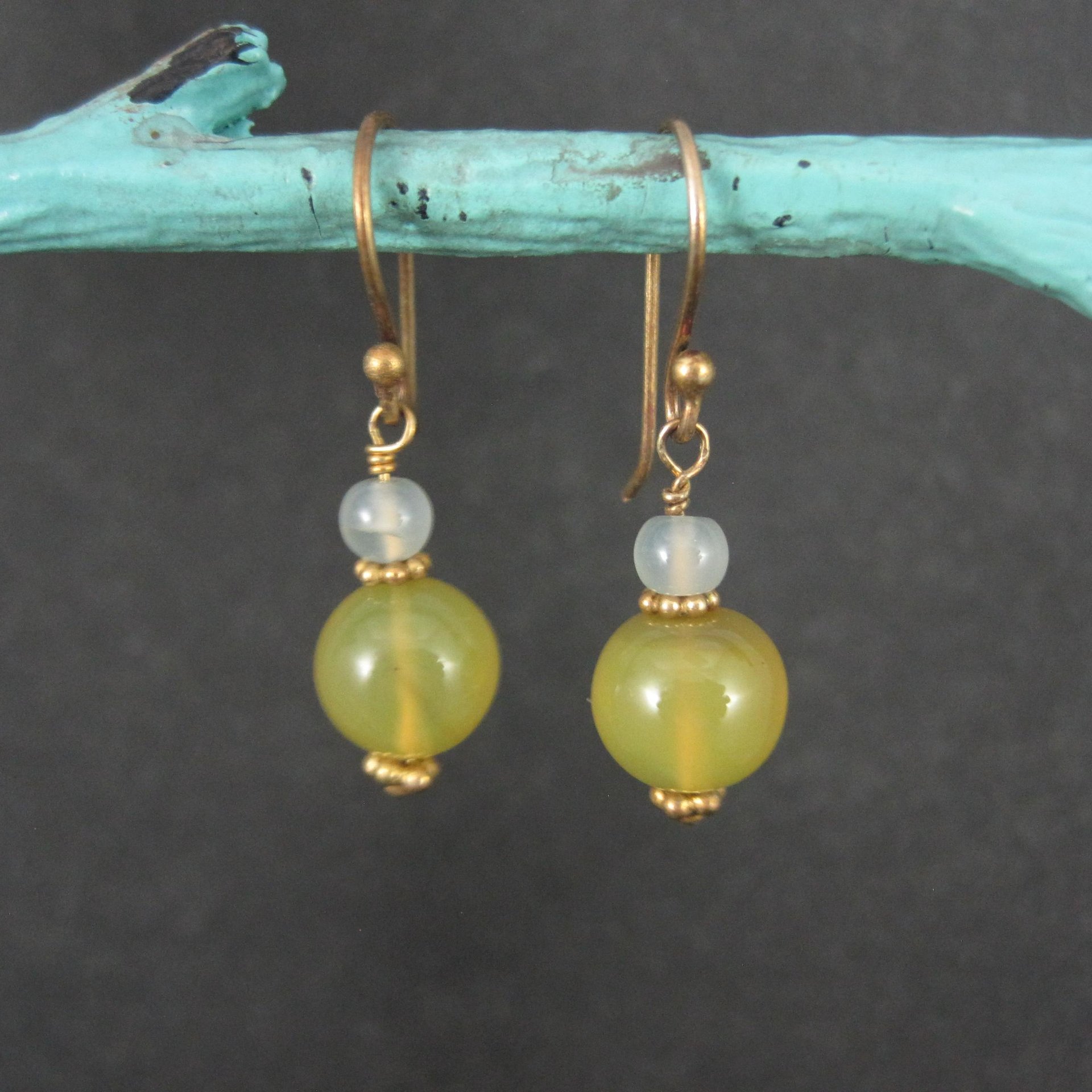 Yellow Quartz Dangle Earrings Gold Filled Earwires