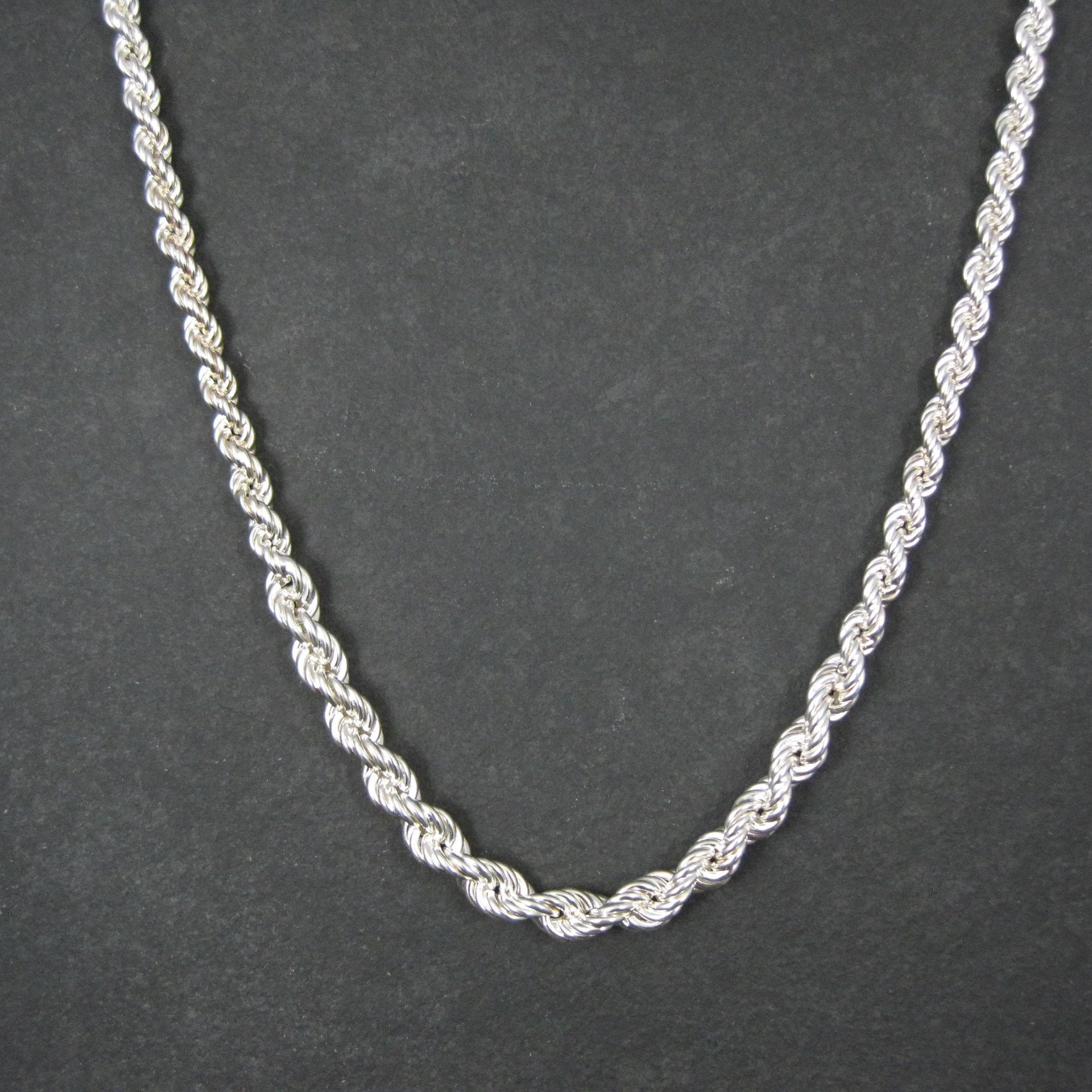 Graduated Twisted Rope Chain 17.5 Inches Italian Sterling Silver