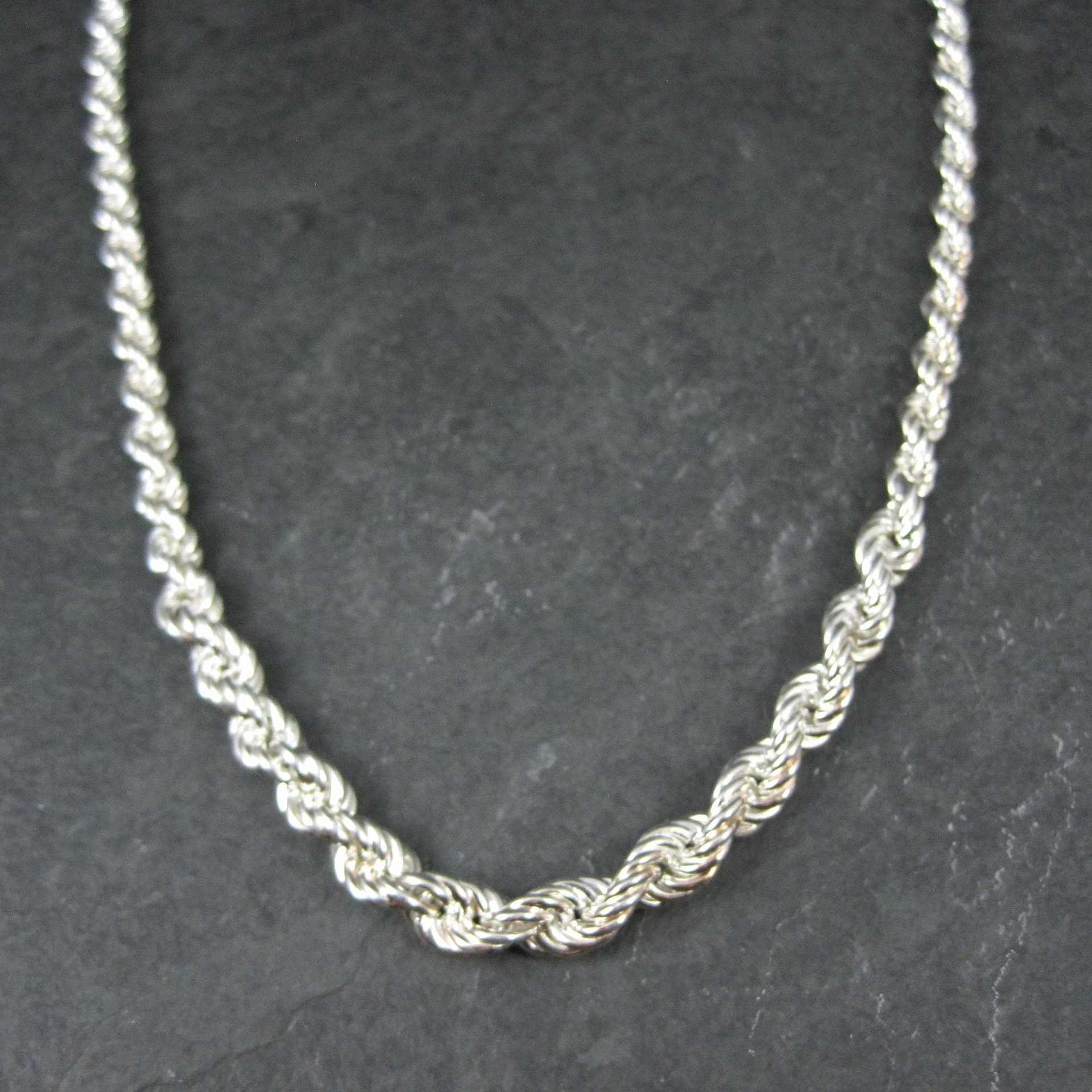 Graduated Twisted Rope Chain 17.5 Inches Italian Sterling Silver