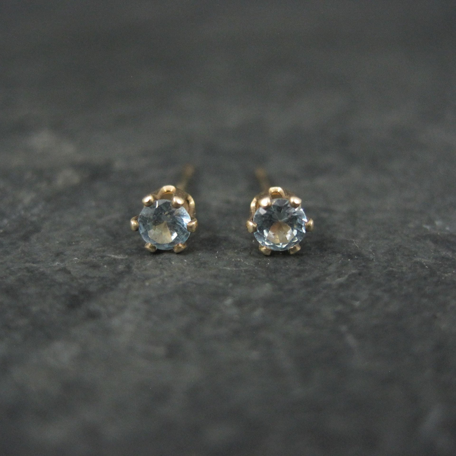 March Birthstone Stud Earrings 14K Gold Filled Vintage New Old Stock