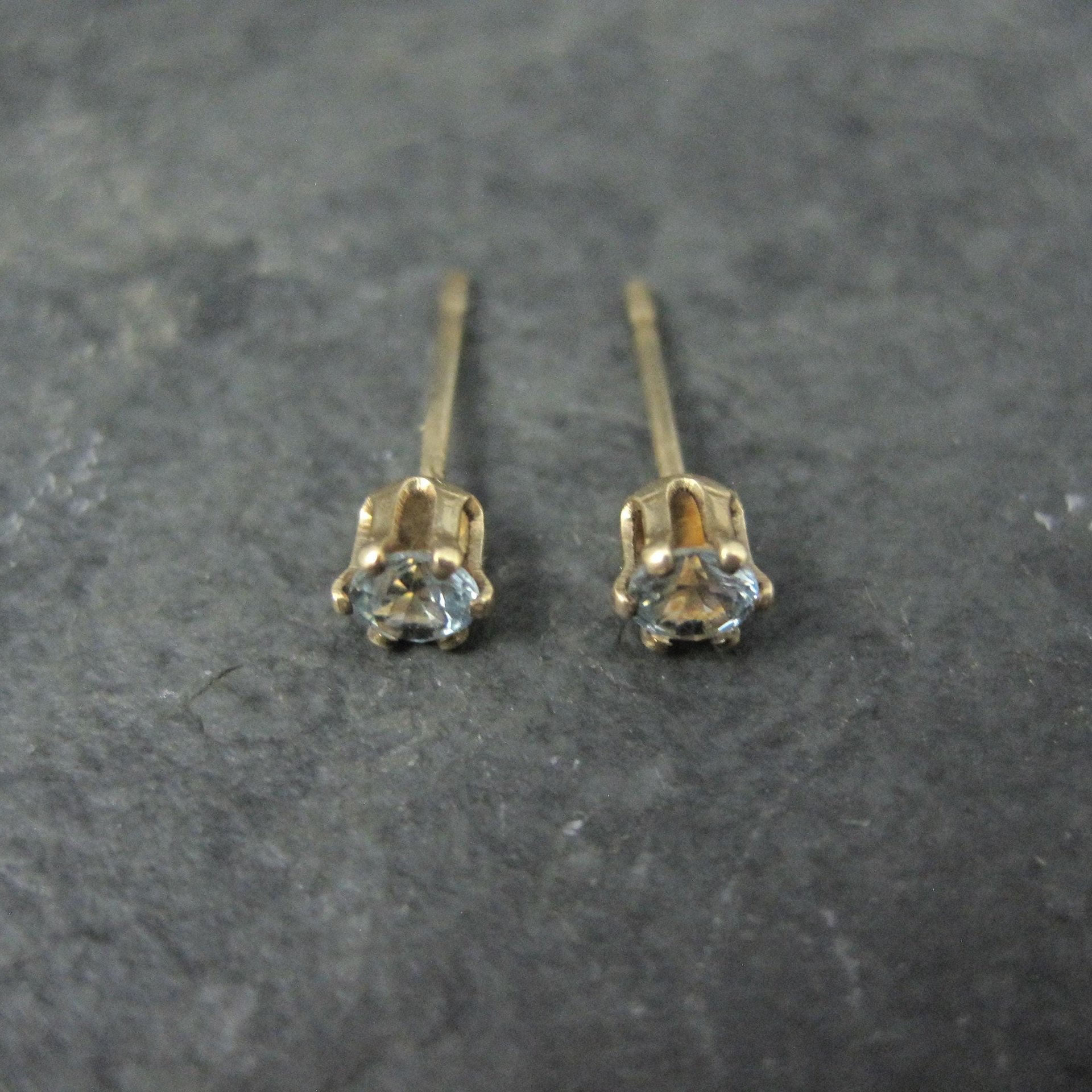 March Birthstone Stud Earrings 14K Gold Filled Vintage New Old Stock