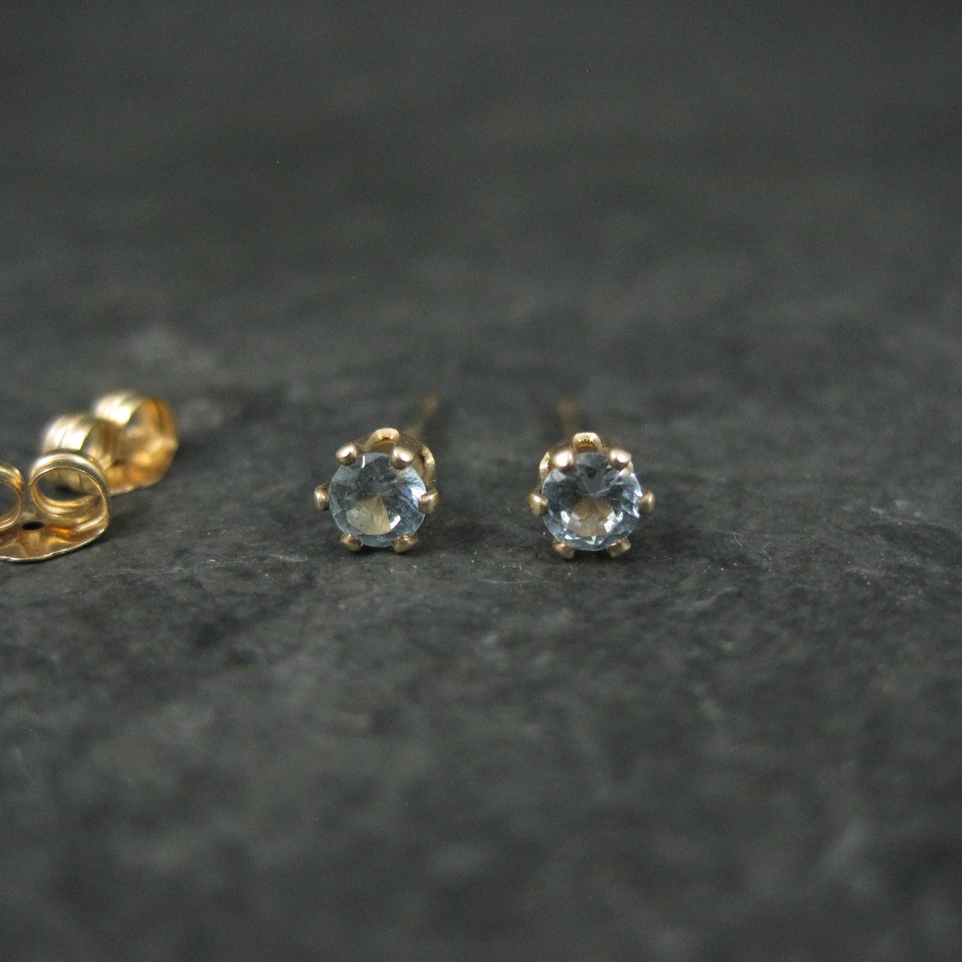 March Birthstone Stud Earrings 14K Gold Filled Vintage New Old Stock