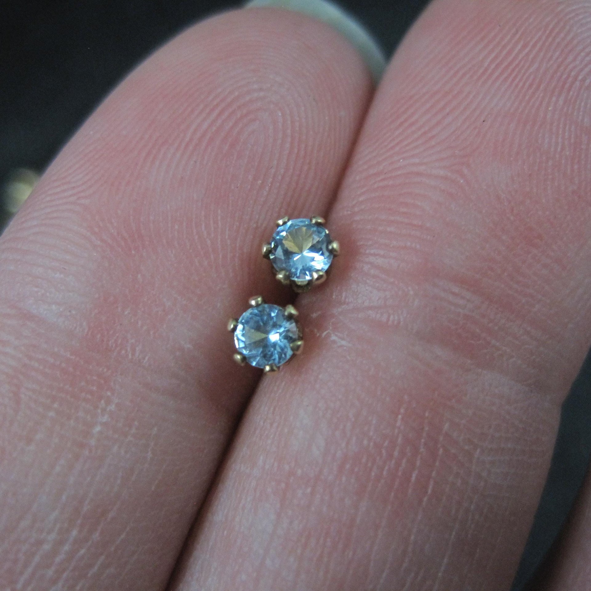 March Birthstone Stud Earrings 14K Gold Filled Vintage New Old Stock