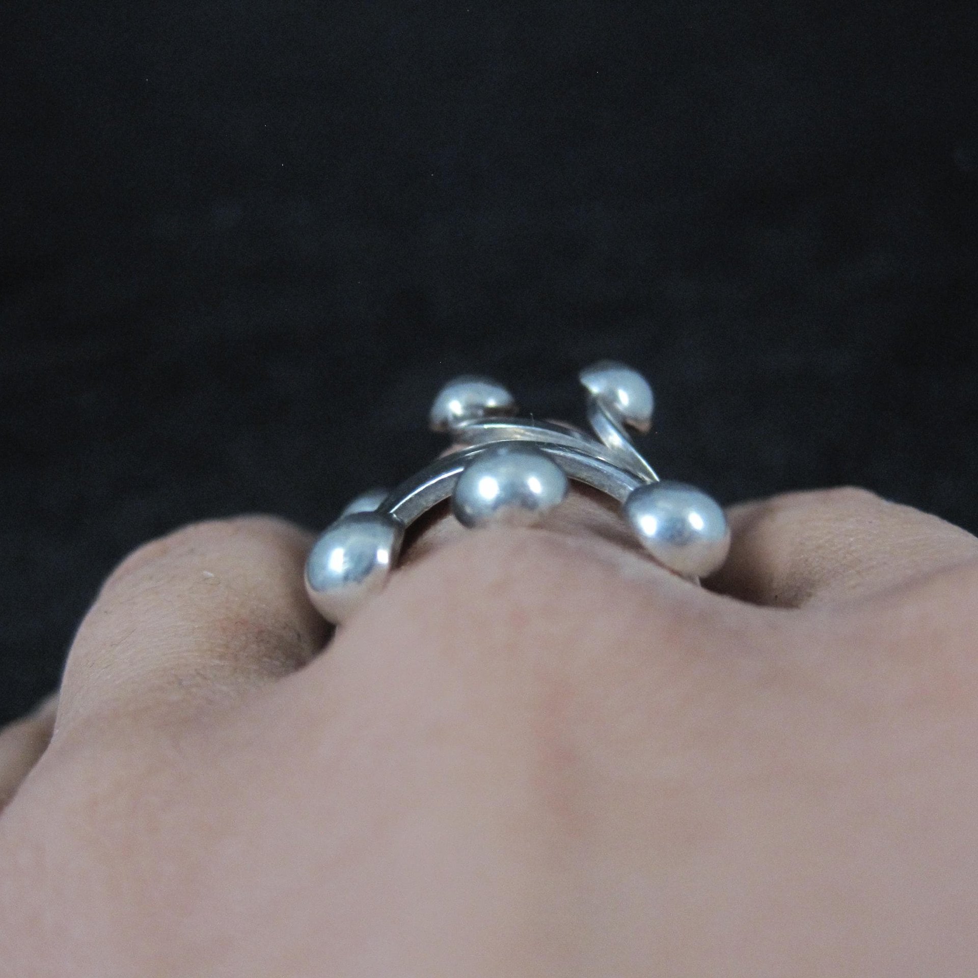 Unusual Vintage Sterling Modernist Ring Size 8