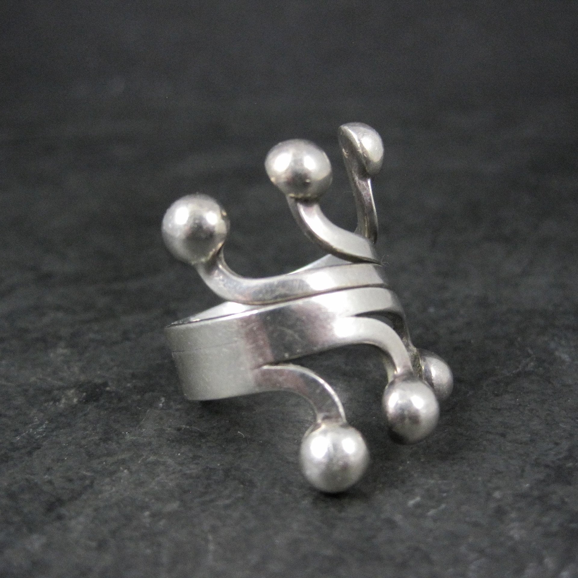 Unusual Vintage Sterling Modernist Ring Size 8