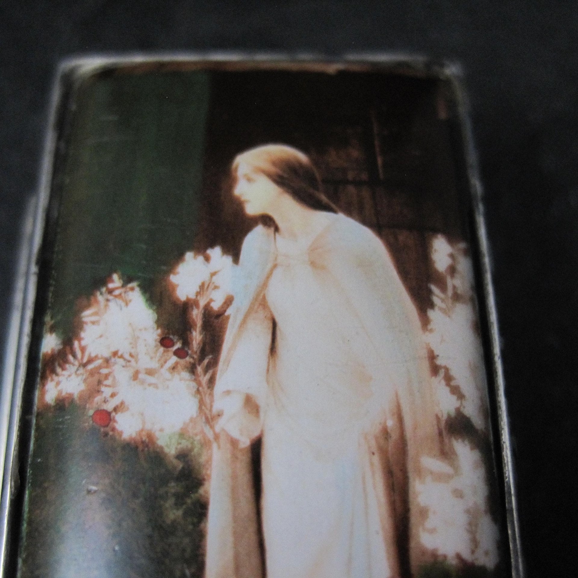 Vintage English Sterling Enamel Pill Box Art Nouveau