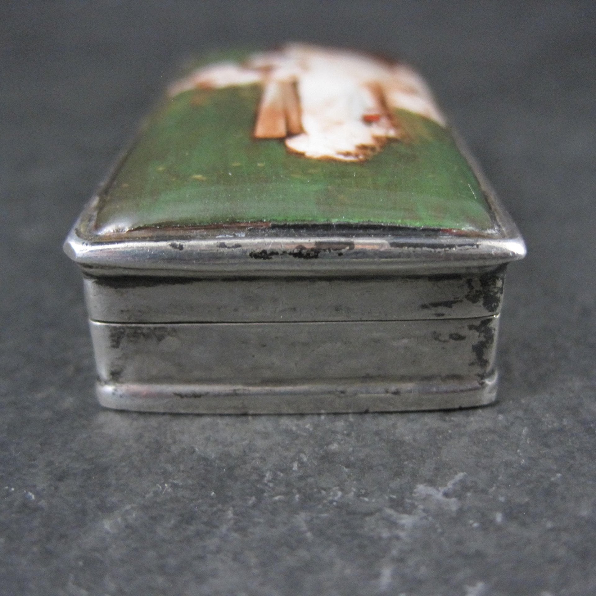 Vintage English Sterling Enamel Pill Box Art Nouveau