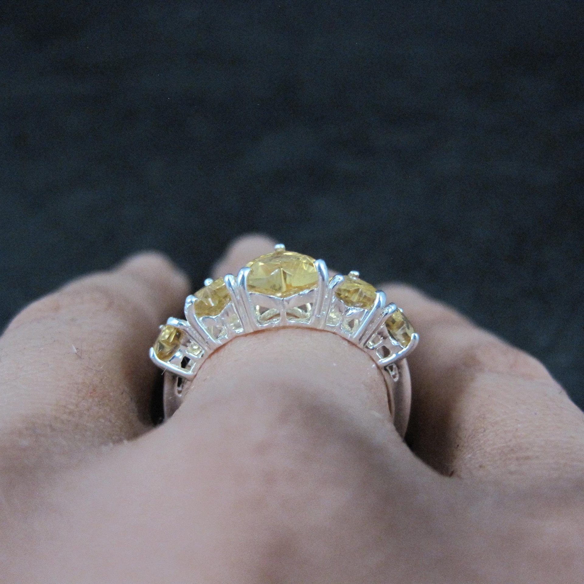 Estate Sterling Citrine Heart Ring Size 7.5 Chuck Clemency