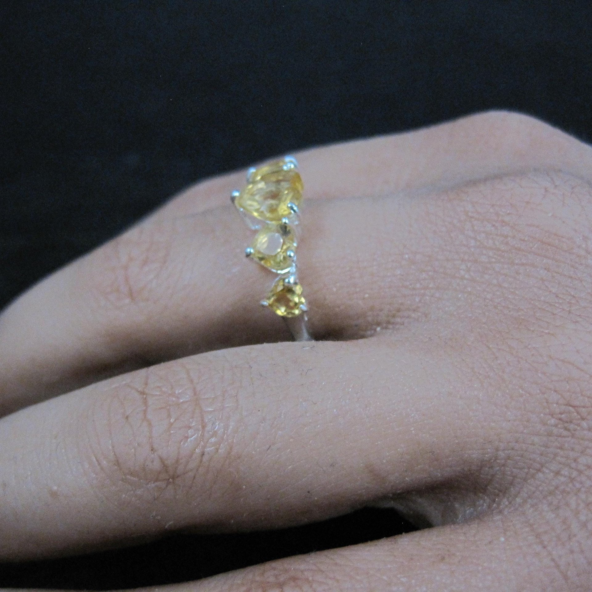 Estate Sterling Citrine Heart Ring Size 7.5 Chuck Clemency