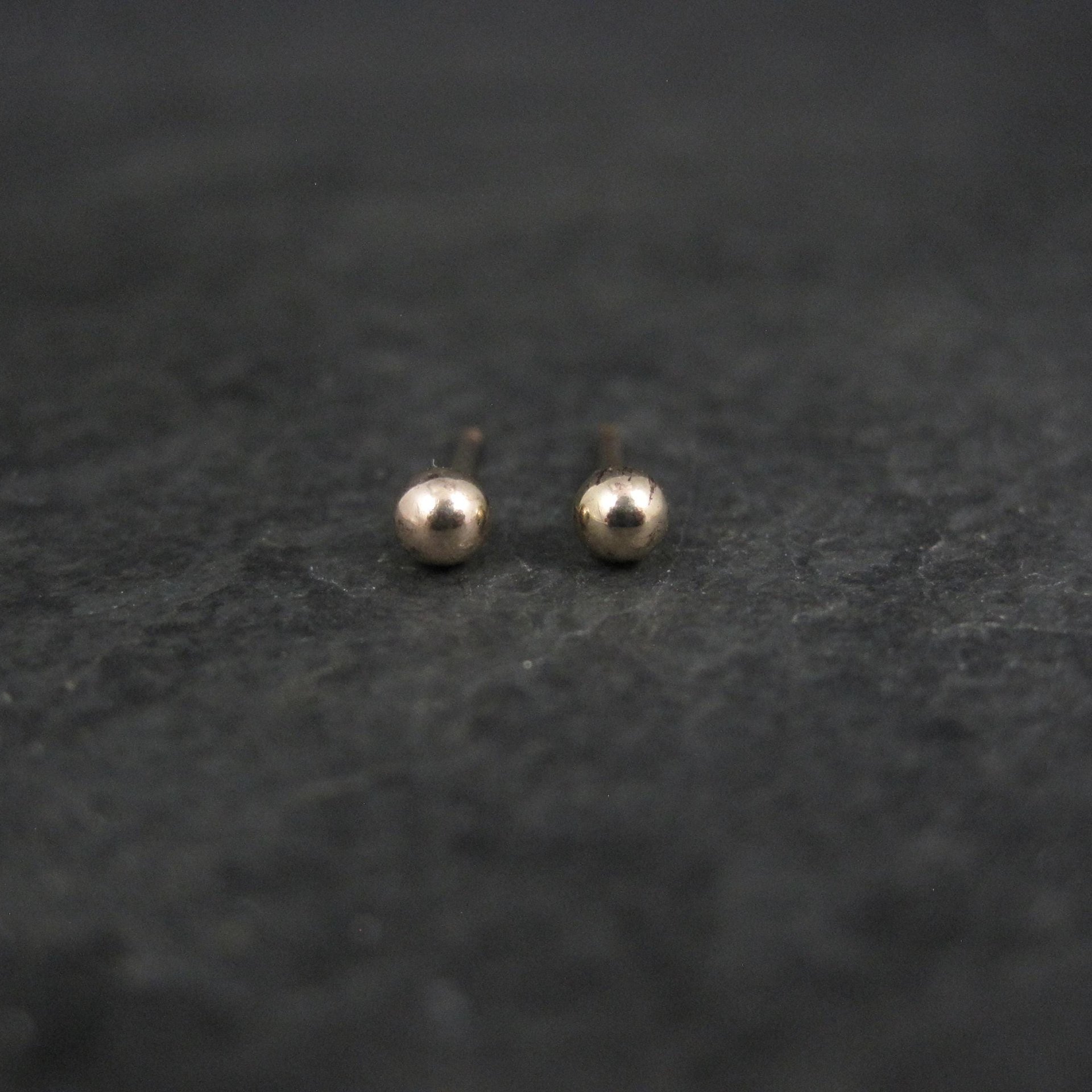 Vintage 3mm Gold Ball Stud Earrings 14K Gold Filled New Old Stock