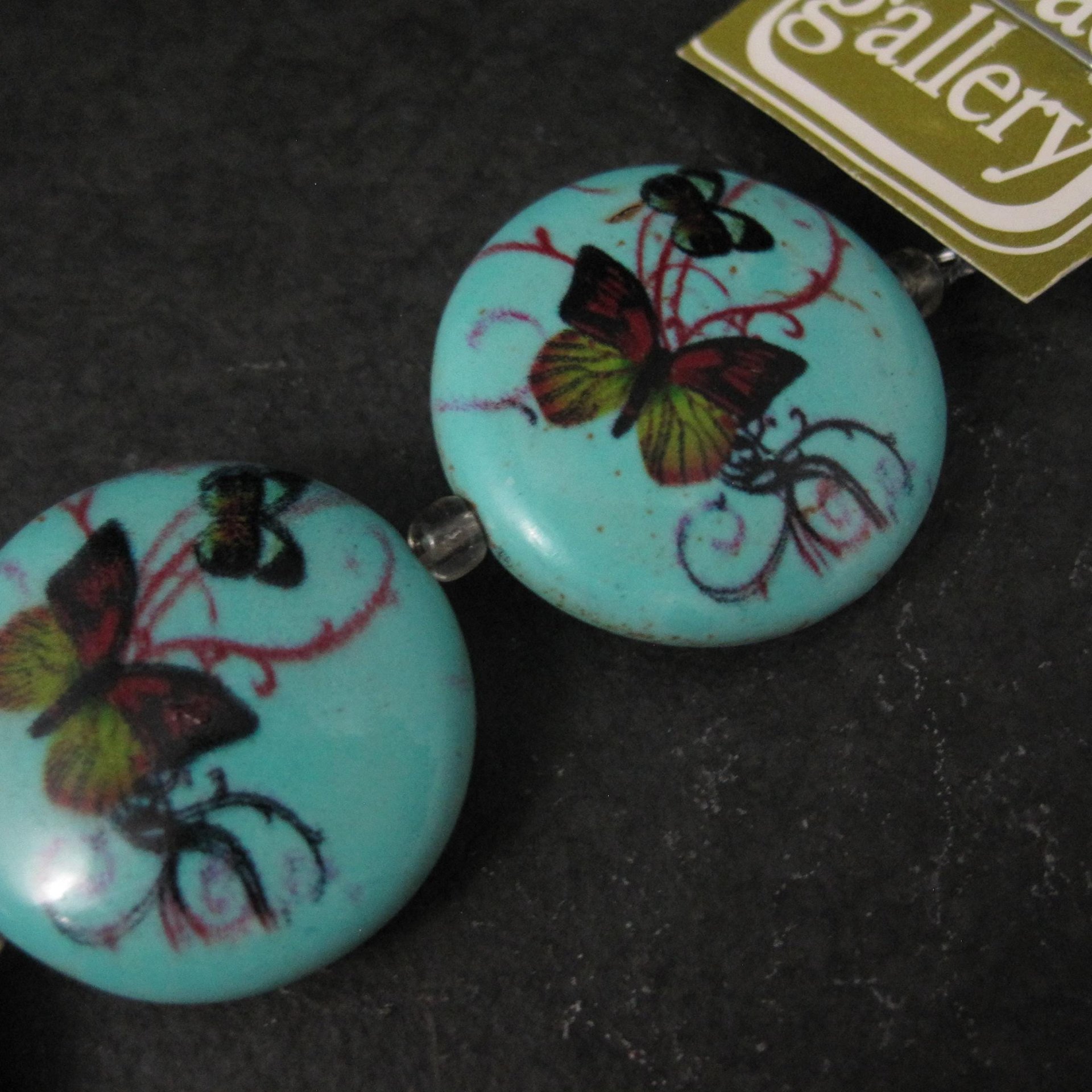 25mm Blue Butterfly Beads Ceramic Disk Saucer