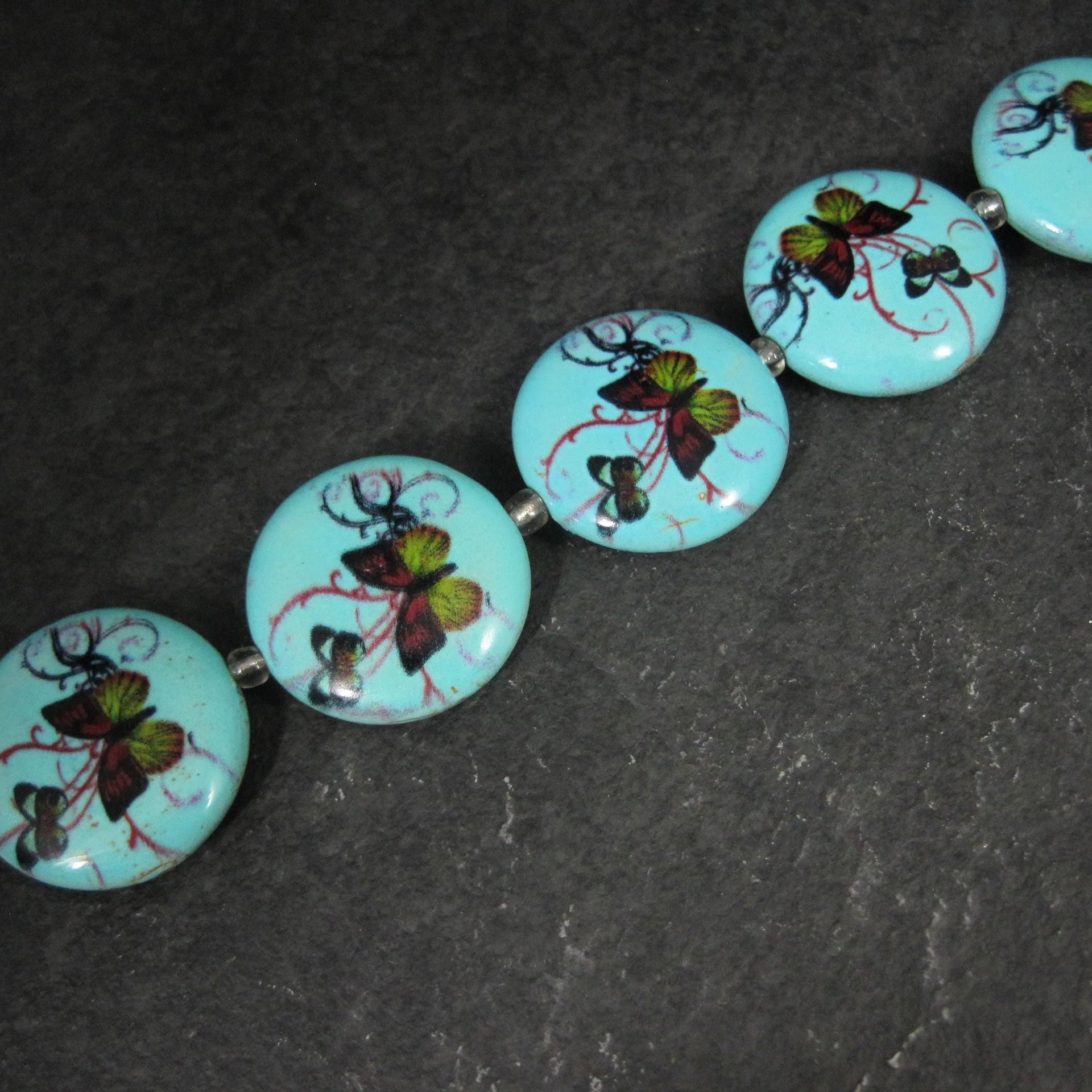 25mm Blue Butterfly Beads Ceramic Disk Saucer