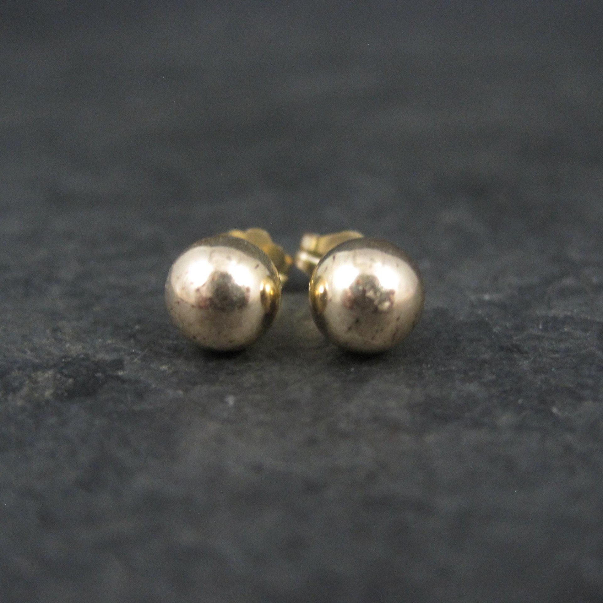 6mm Gold Ball Stud Earrings 14K Gold Filled New Old Stock