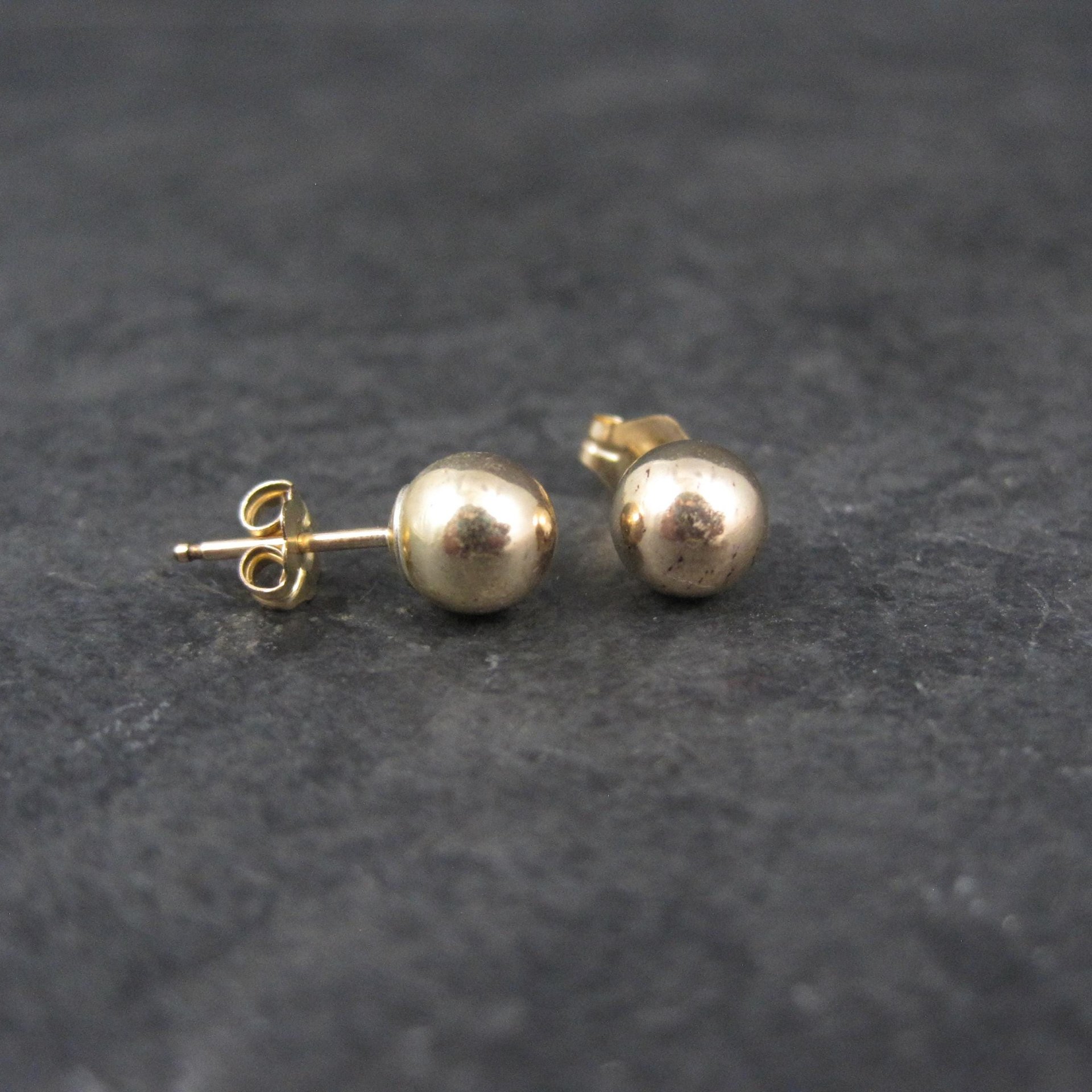 6mm Gold Ball Stud Earrings 14K Gold Filled New Old Stock